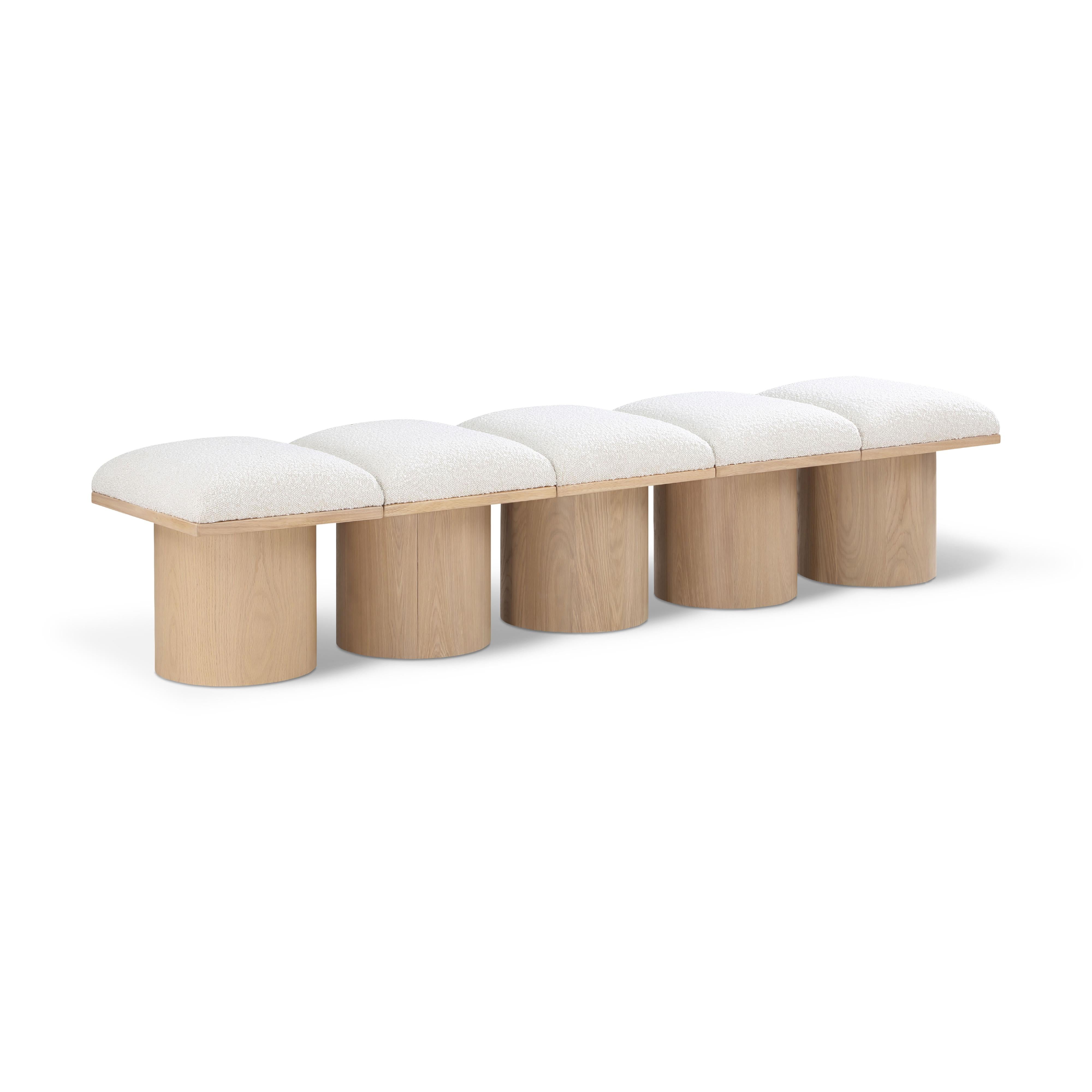 Meridian Pavilion Cream Boucle Fabric Bench
