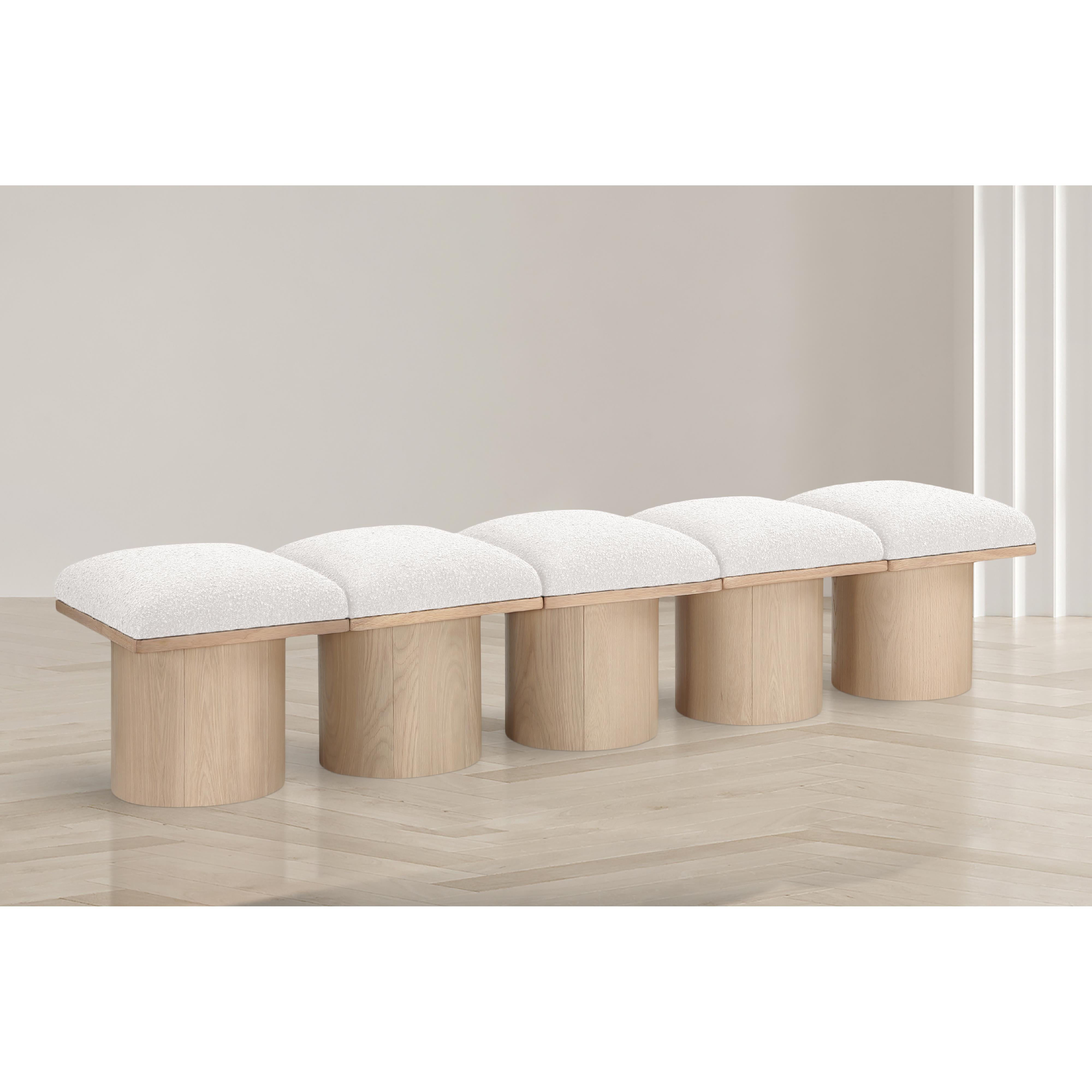 Meridian Pavilion Cream Boucle Fabric Bench