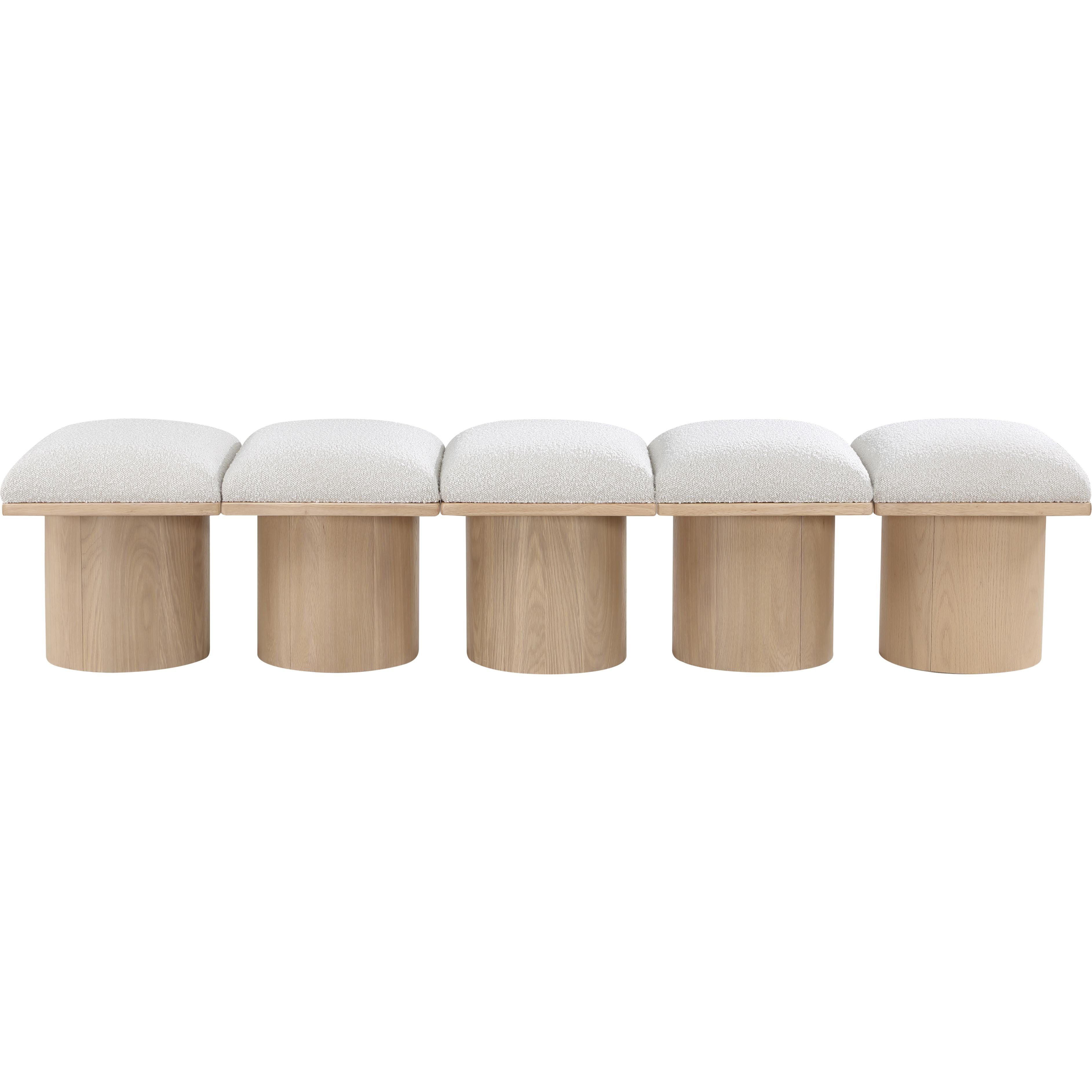Meridian Pavilion Cream Boucle Fabric Bench