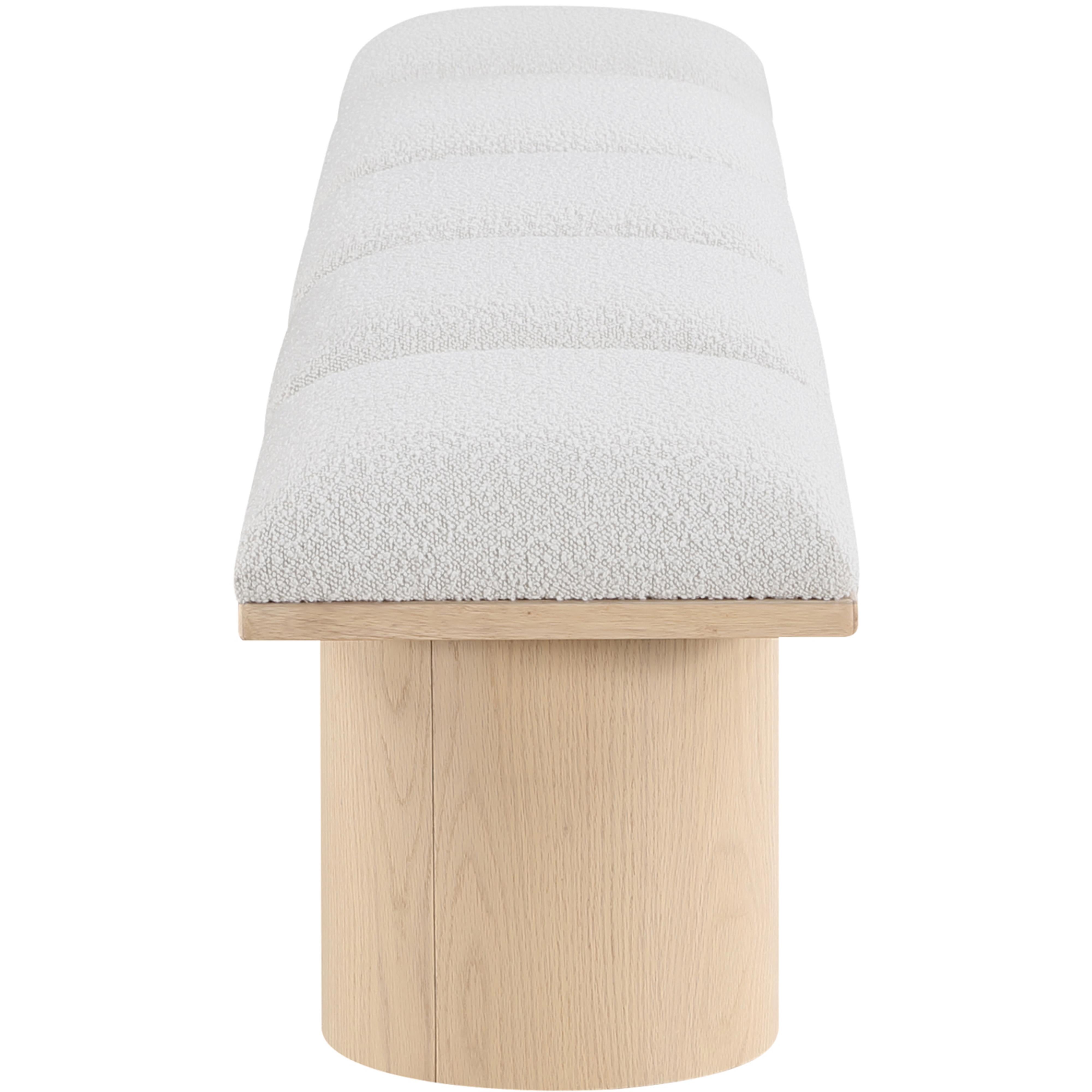 Meridian Pavilion Cream Boucle Fabric Bench