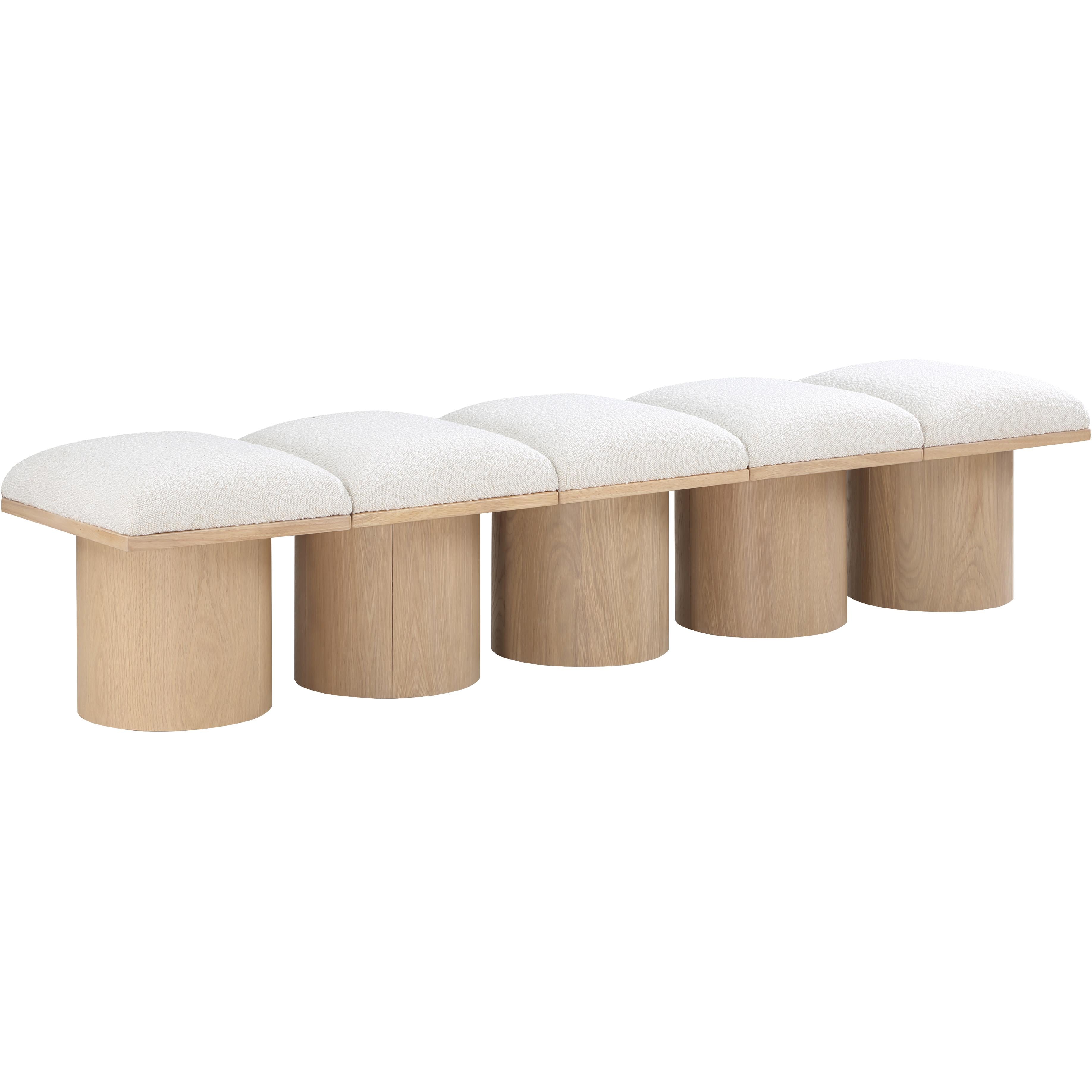 Meridian Pavilion Cream Boucle Fabric Bench