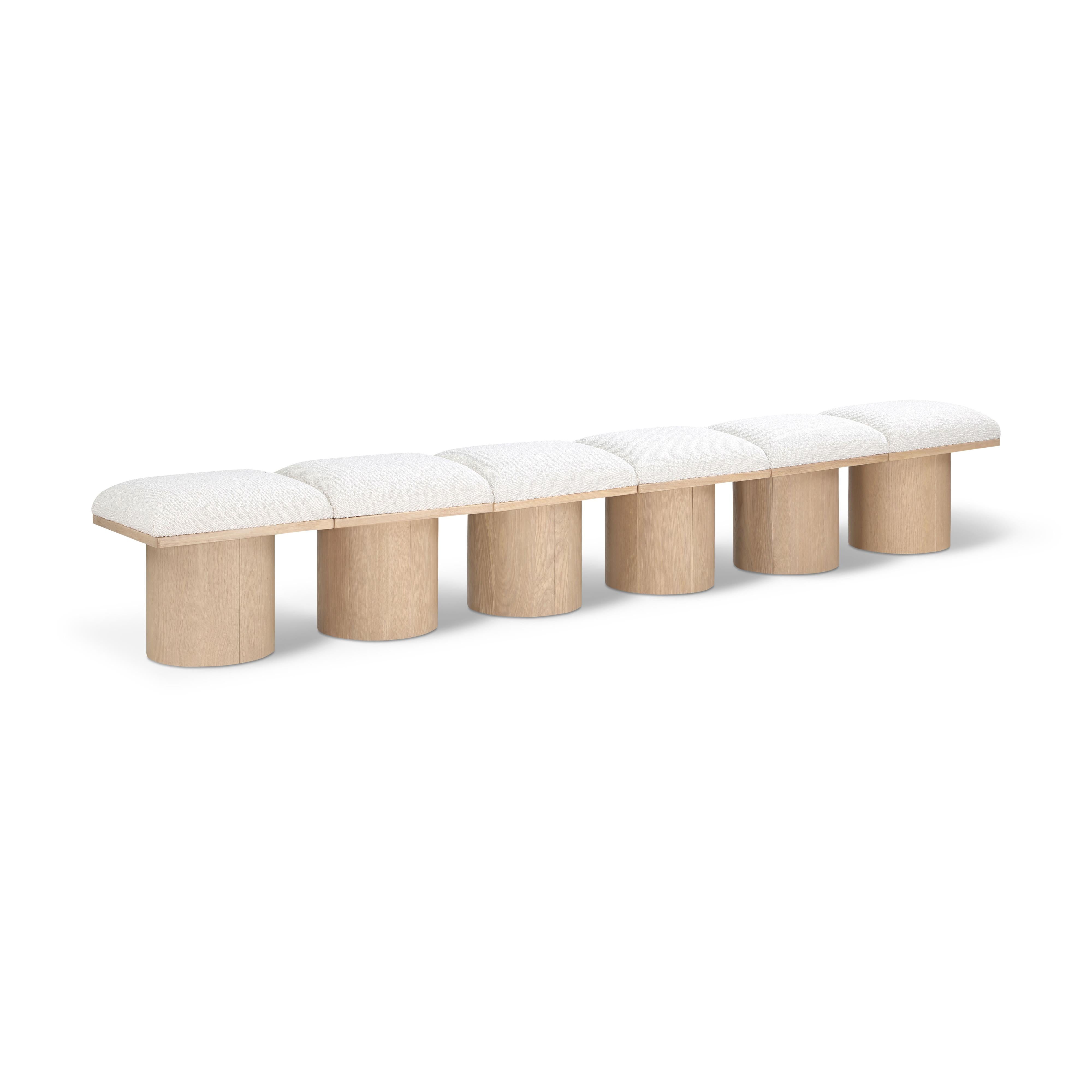 Meridian Pavilion Cream Boucle Fabric Bench