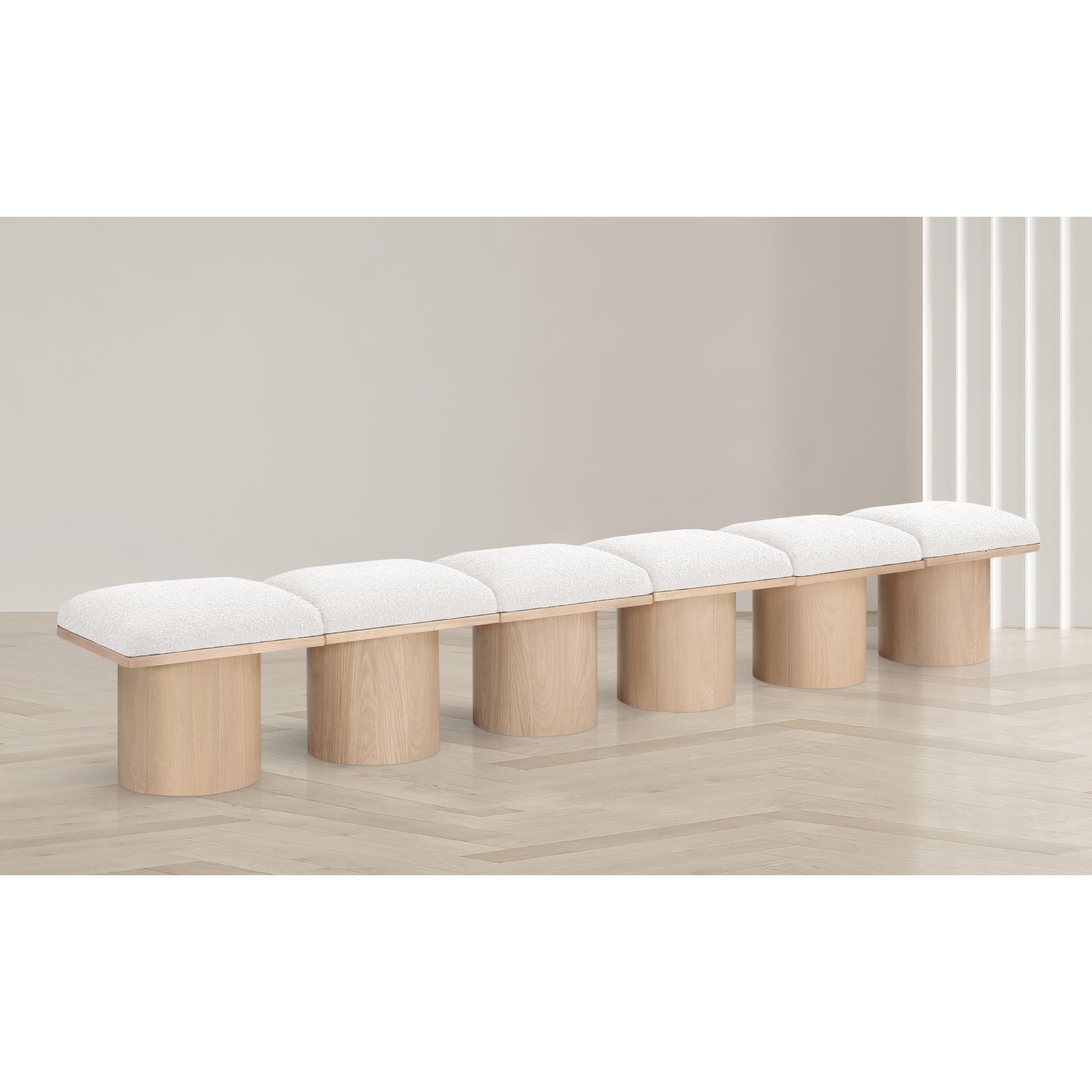 Meridian Pavilion Cream Boucle Fabric Bench