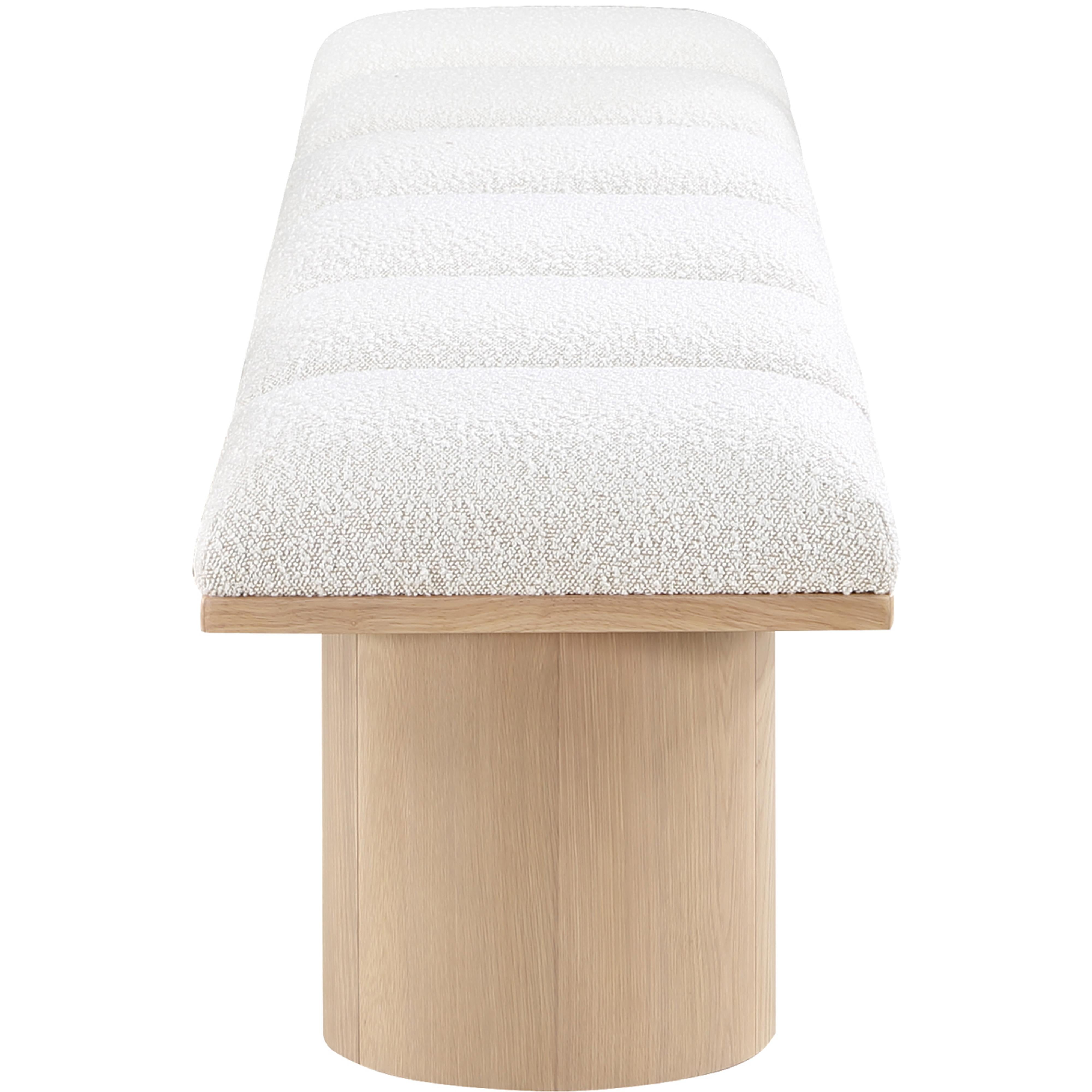 Meridian Pavilion Cream Boucle Fabric Bench