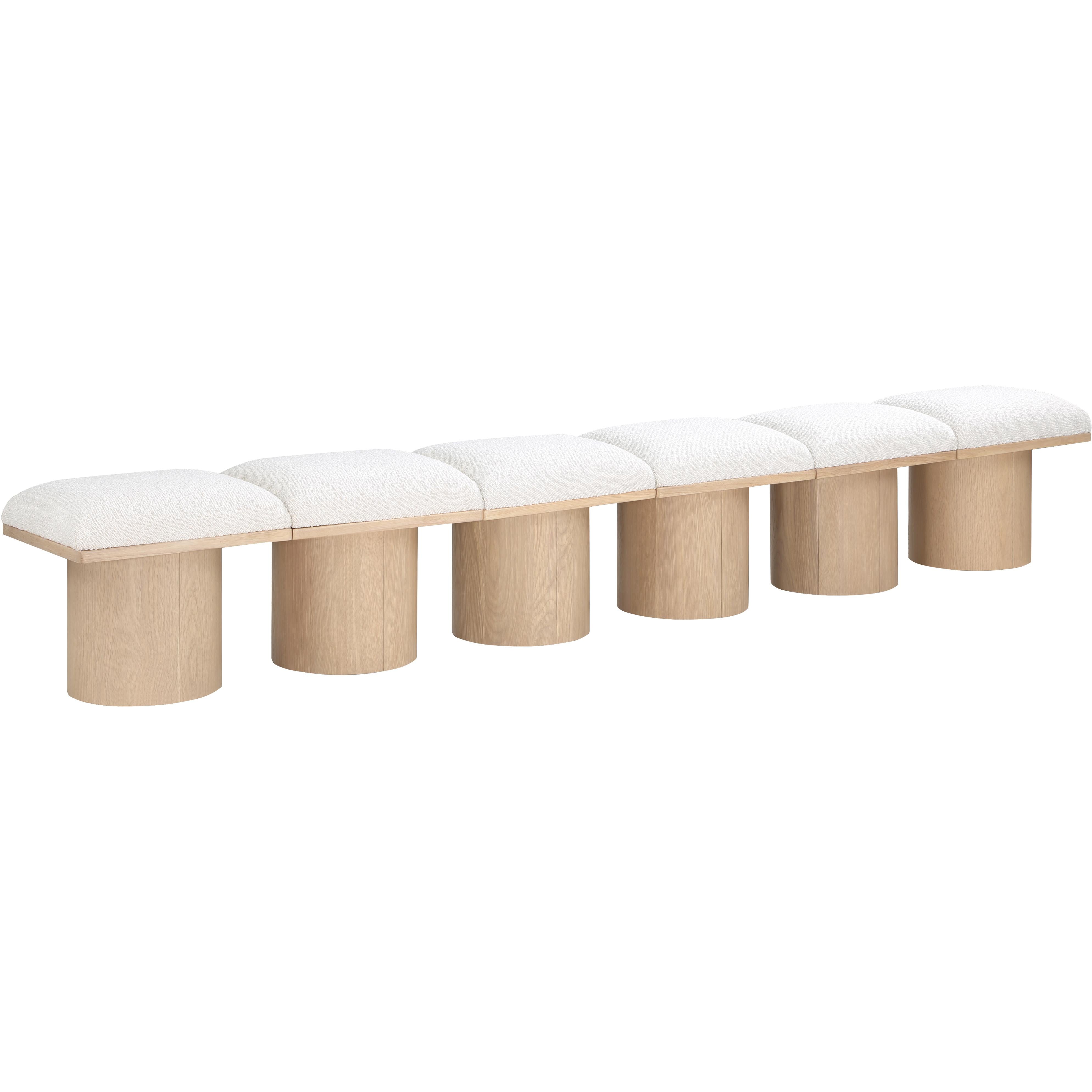 Meridian Pavilion Cream Boucle Fabric Bench