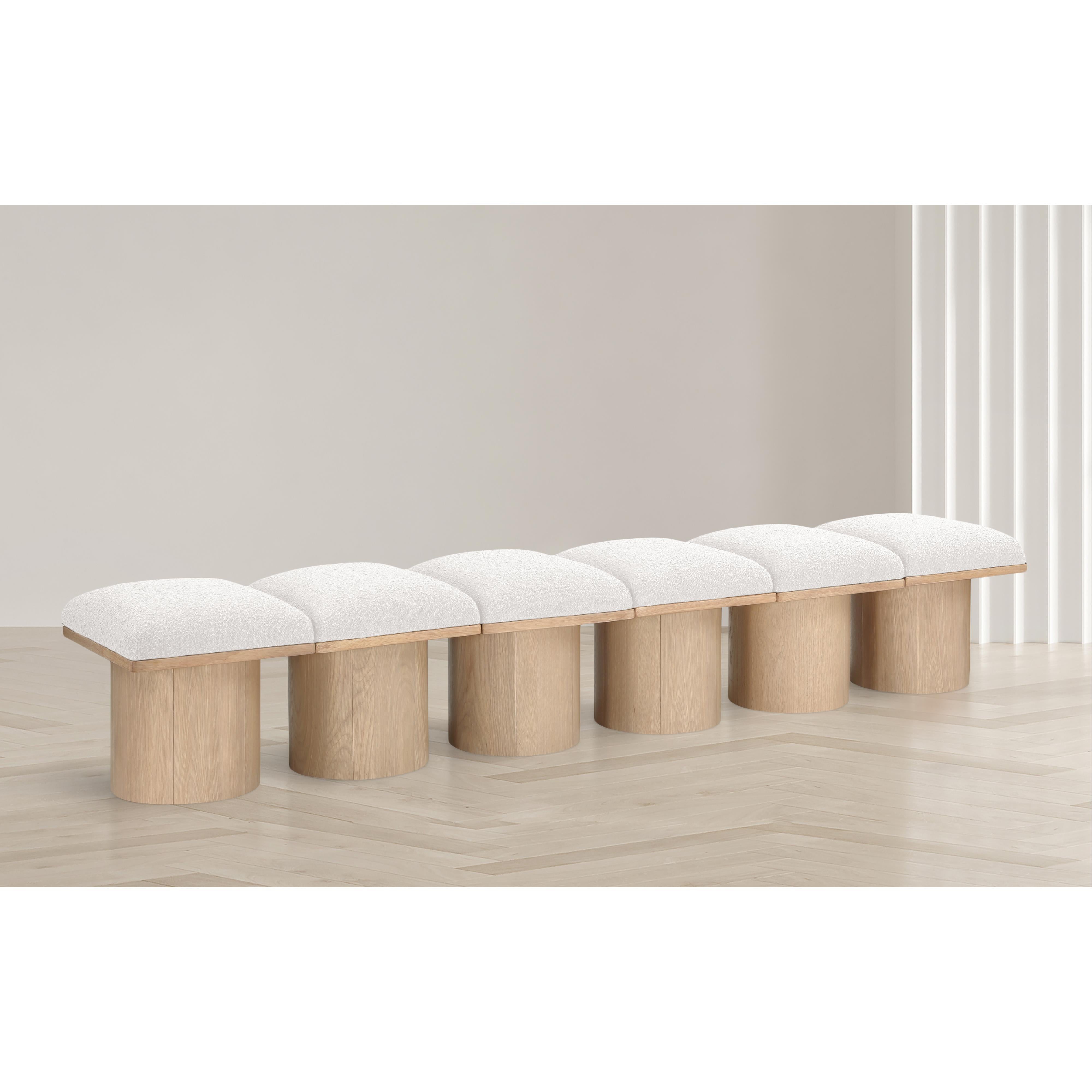 Meridian Pavilion Cream Boucle Fabric Bench
