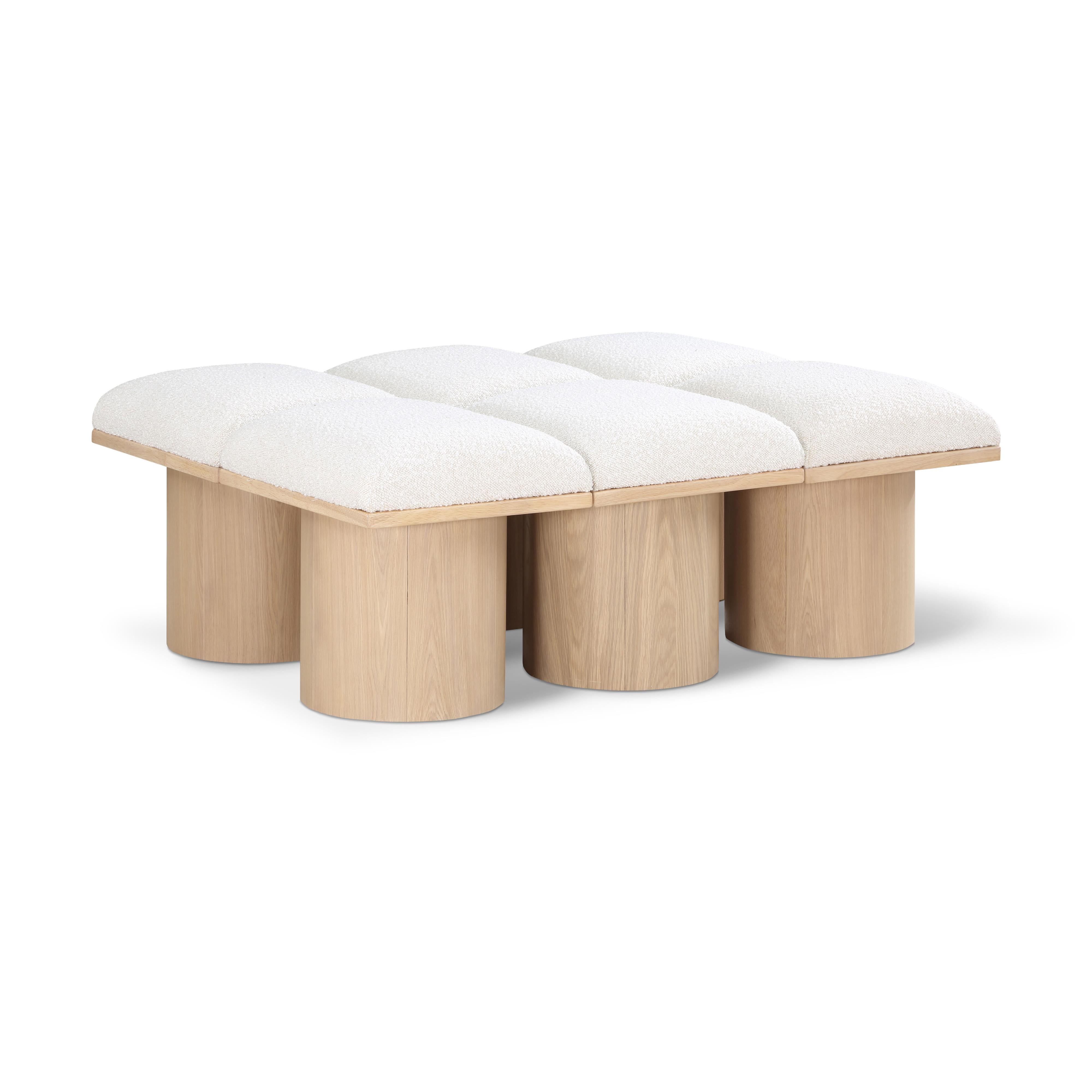 Meridian Pavilion Cream Boucle Fabric Bench