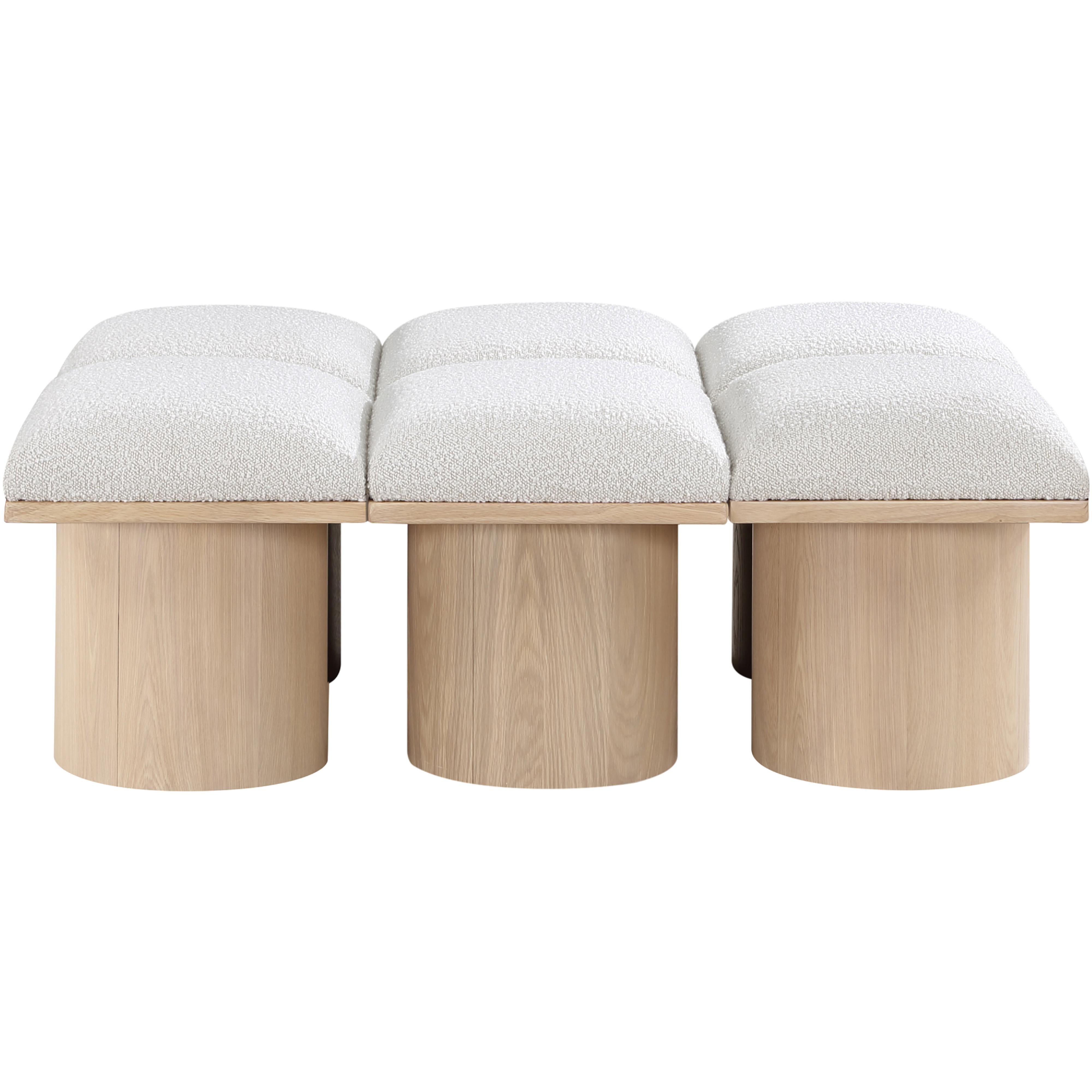 Meridian Pavilion Cream Boucle Fabric Bench