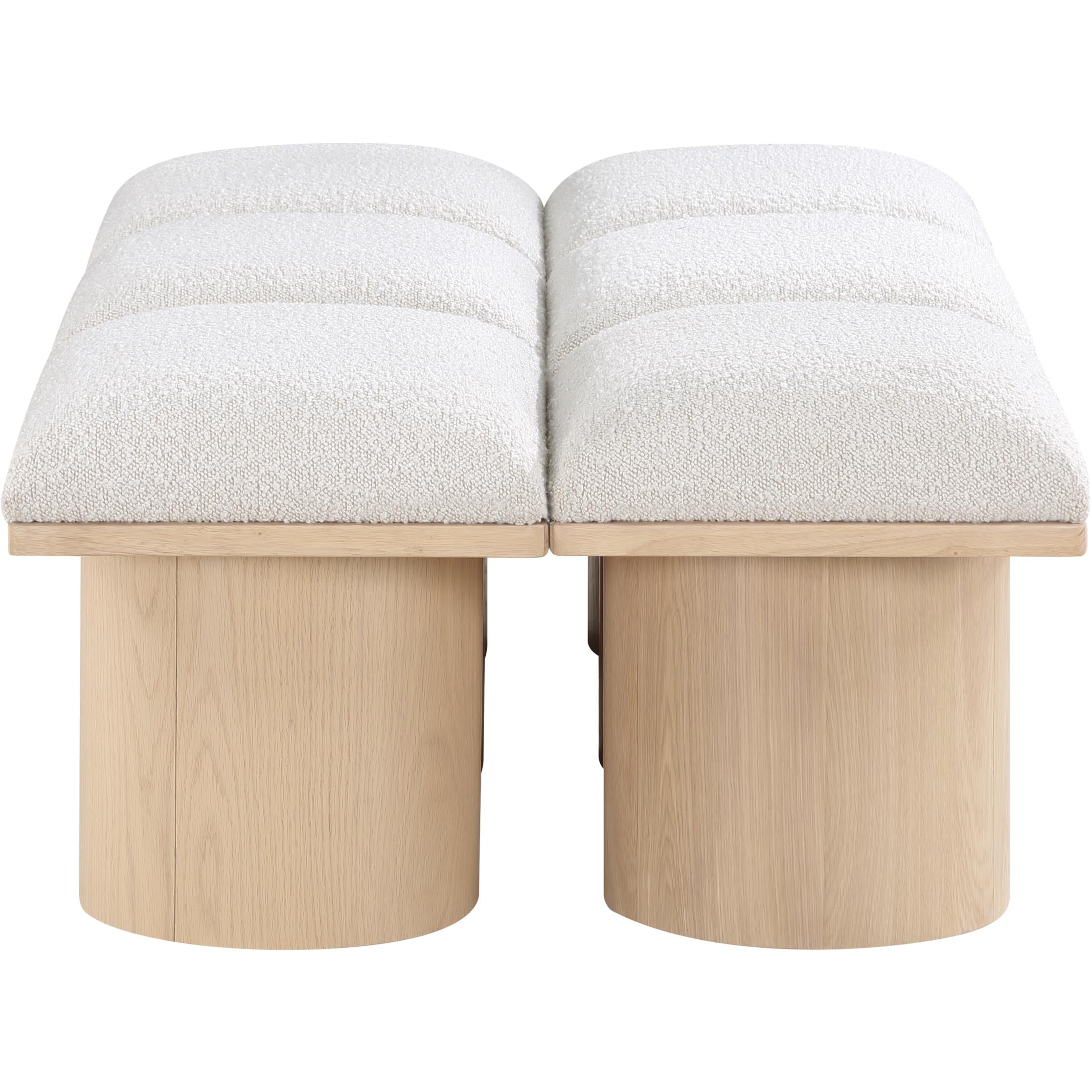 Meridian Pavilion Cream Boucle Fabric Bench
