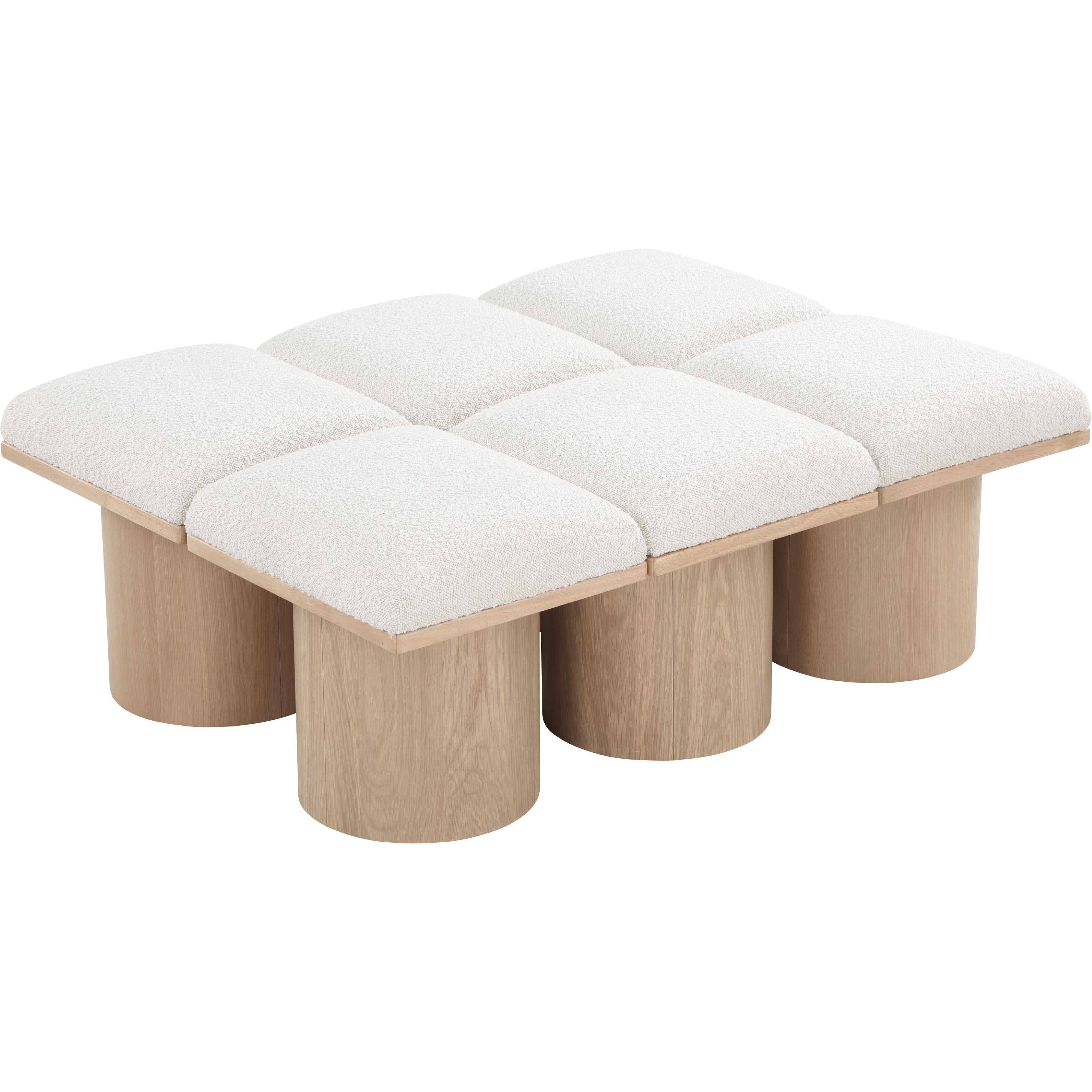 Meridian Pavilion Cream Boucle Fabric Bench