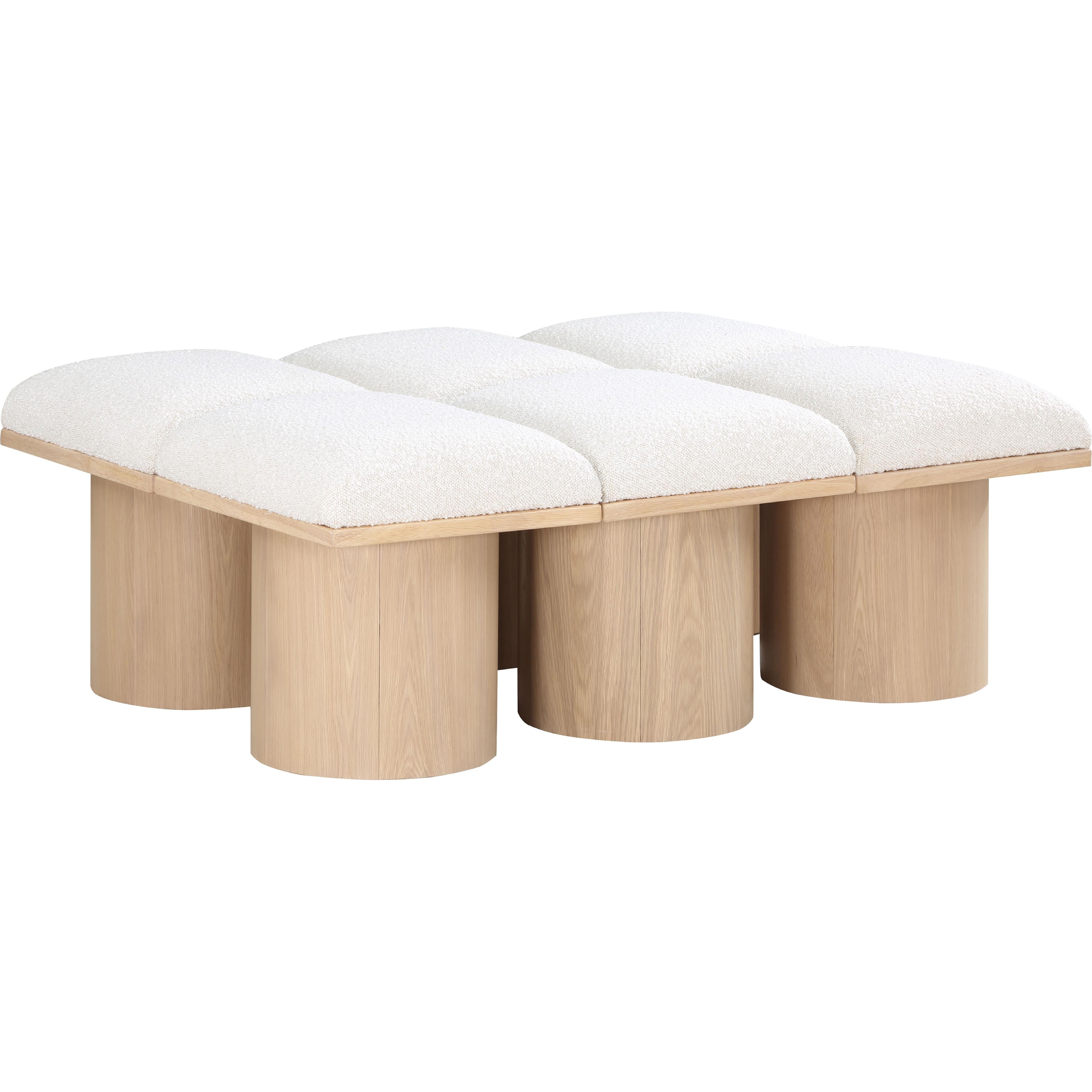 Meridian Pavilion Cream Boucle Fabric Bench