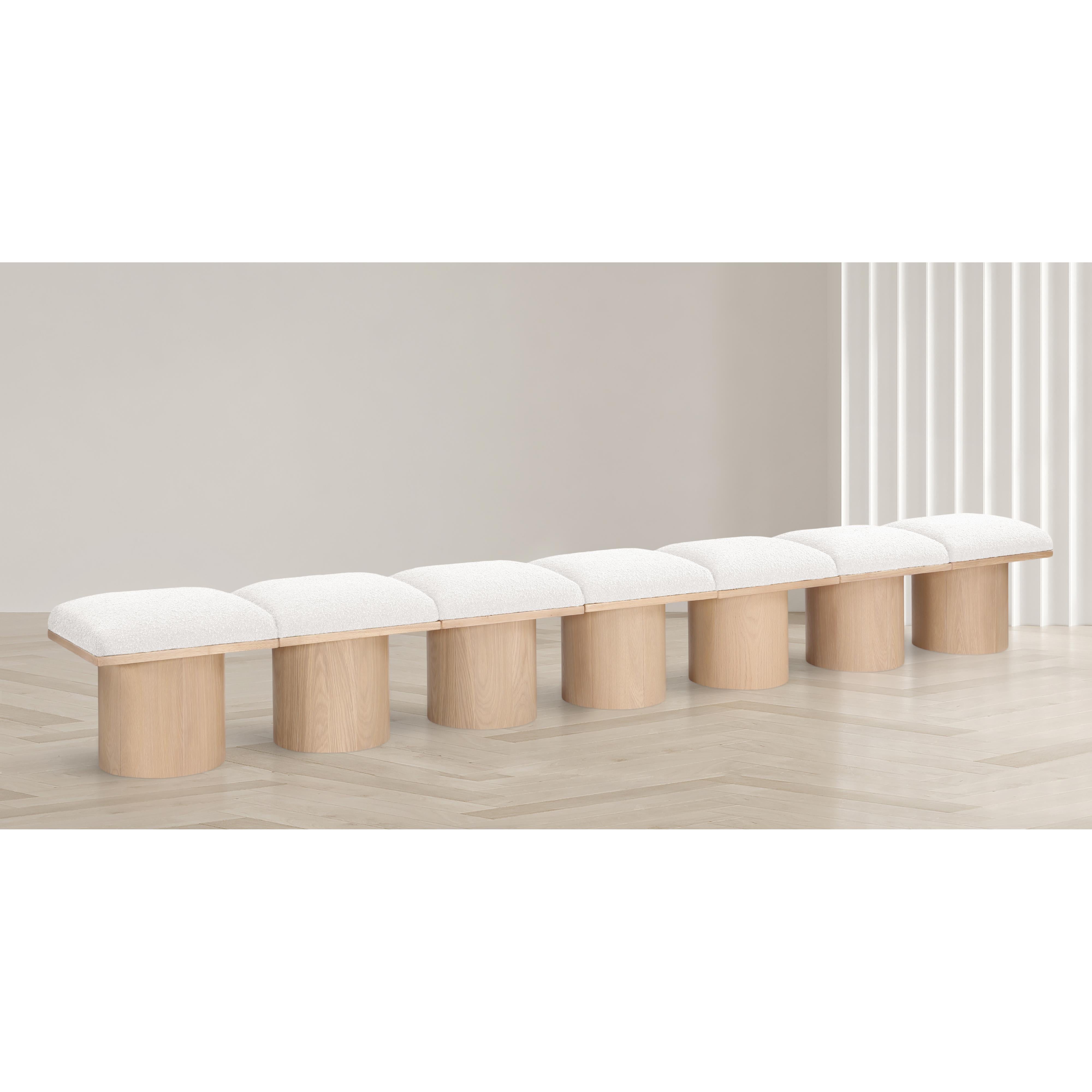 Meridian Pavilion Cream Boucle Fabric Bench