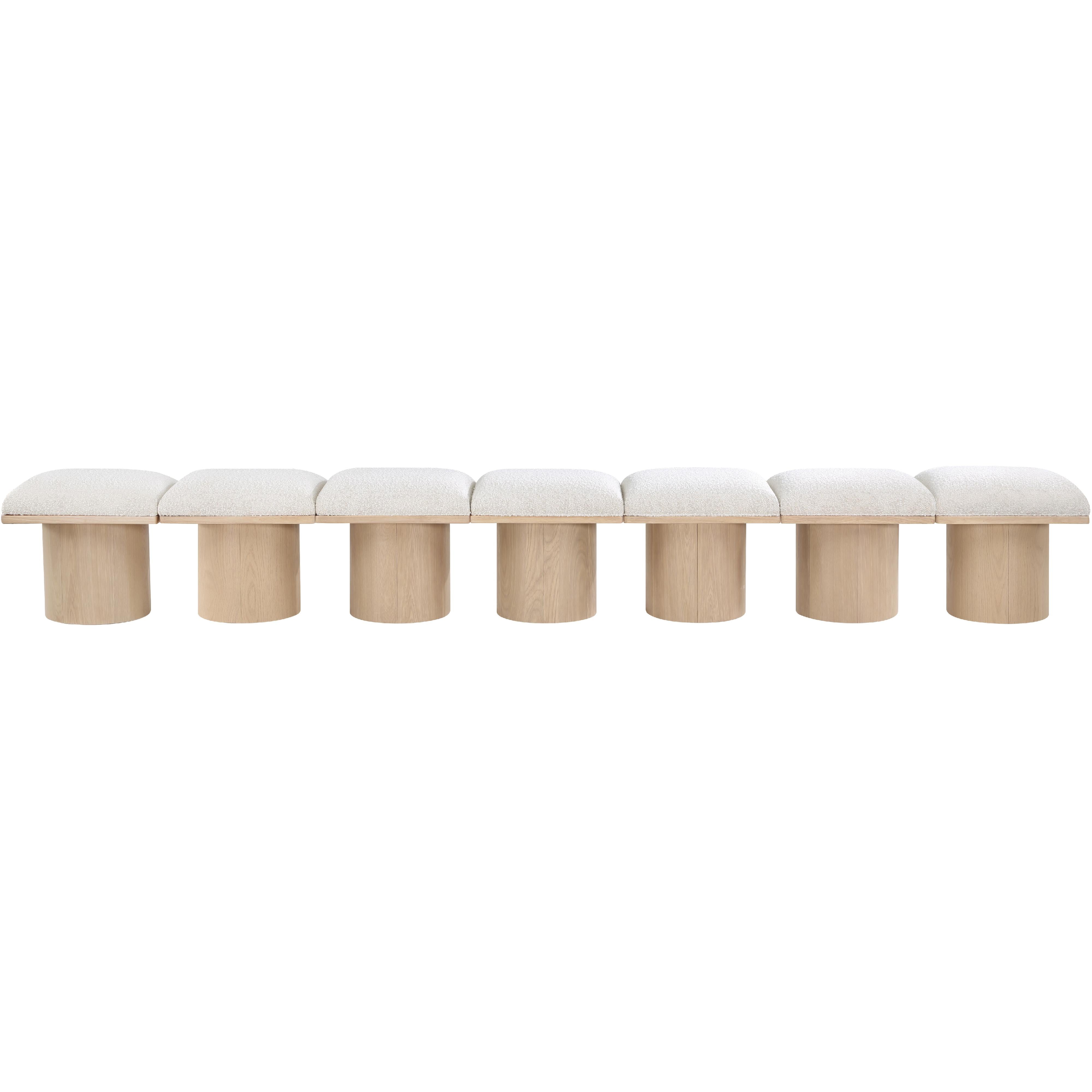 Meridian Pavilion Cream Boucle Fabric Bench