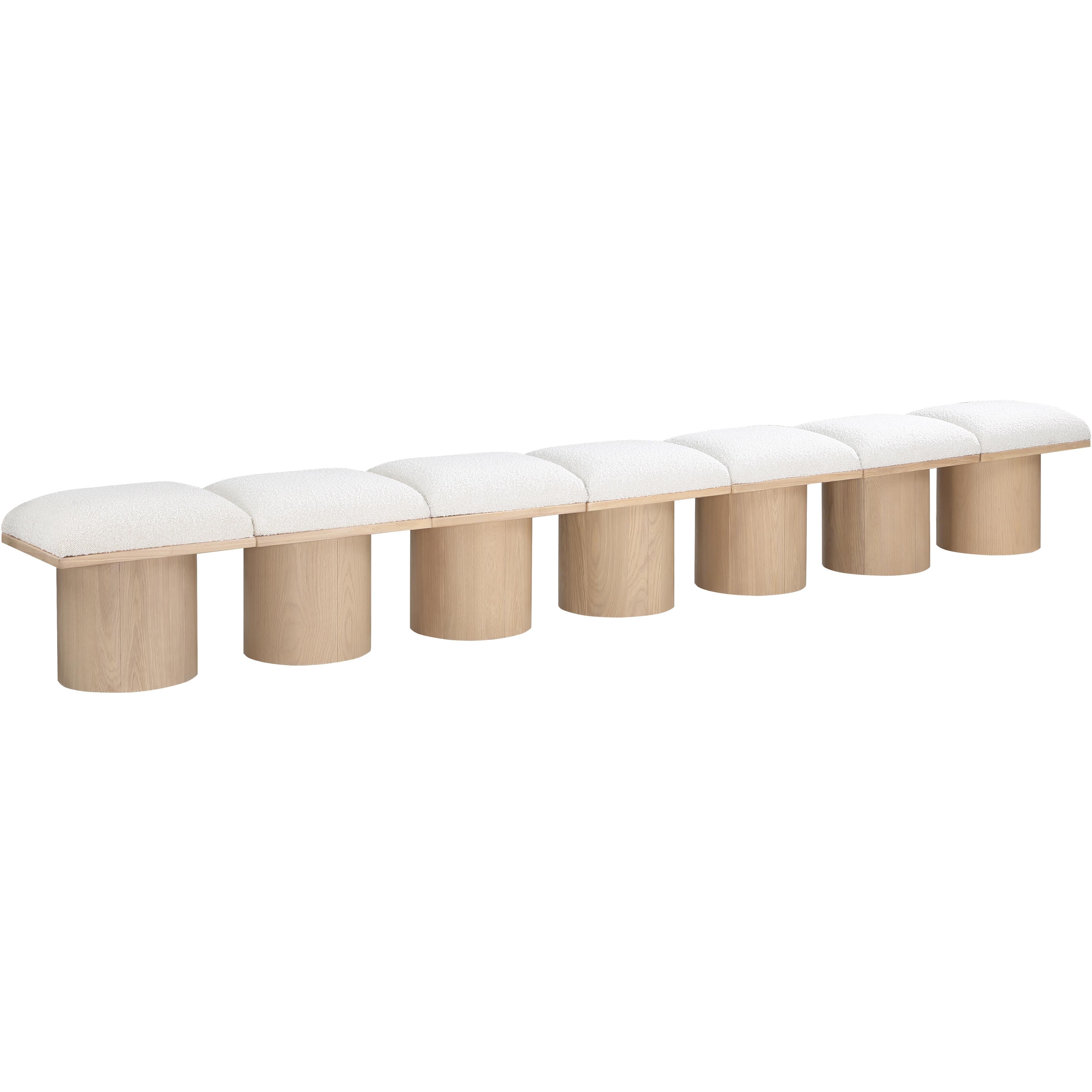 Meridian Pavilion Cream Boucle Fabric Bench
