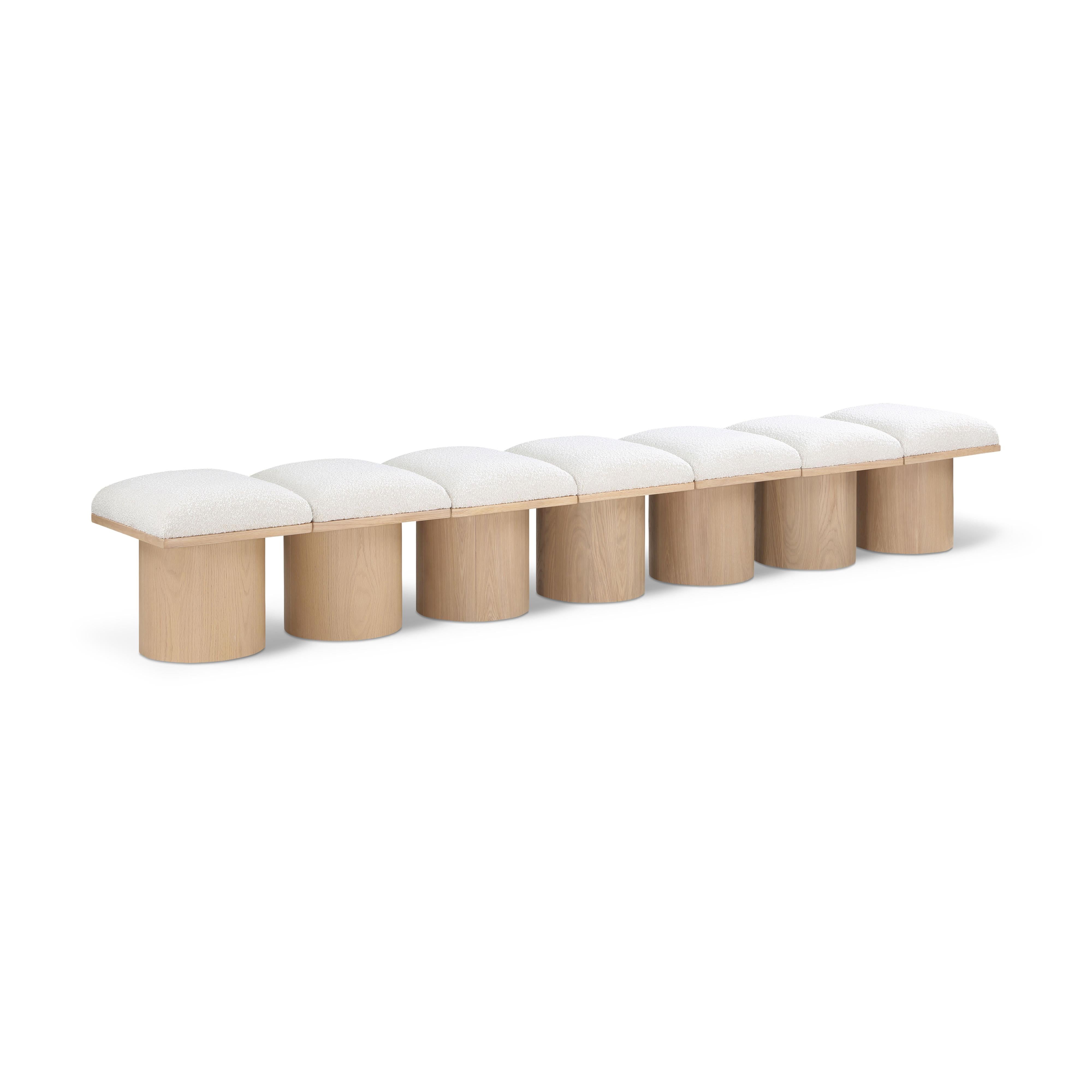Meridian Pavilion Cream Boucle Fabric Bench