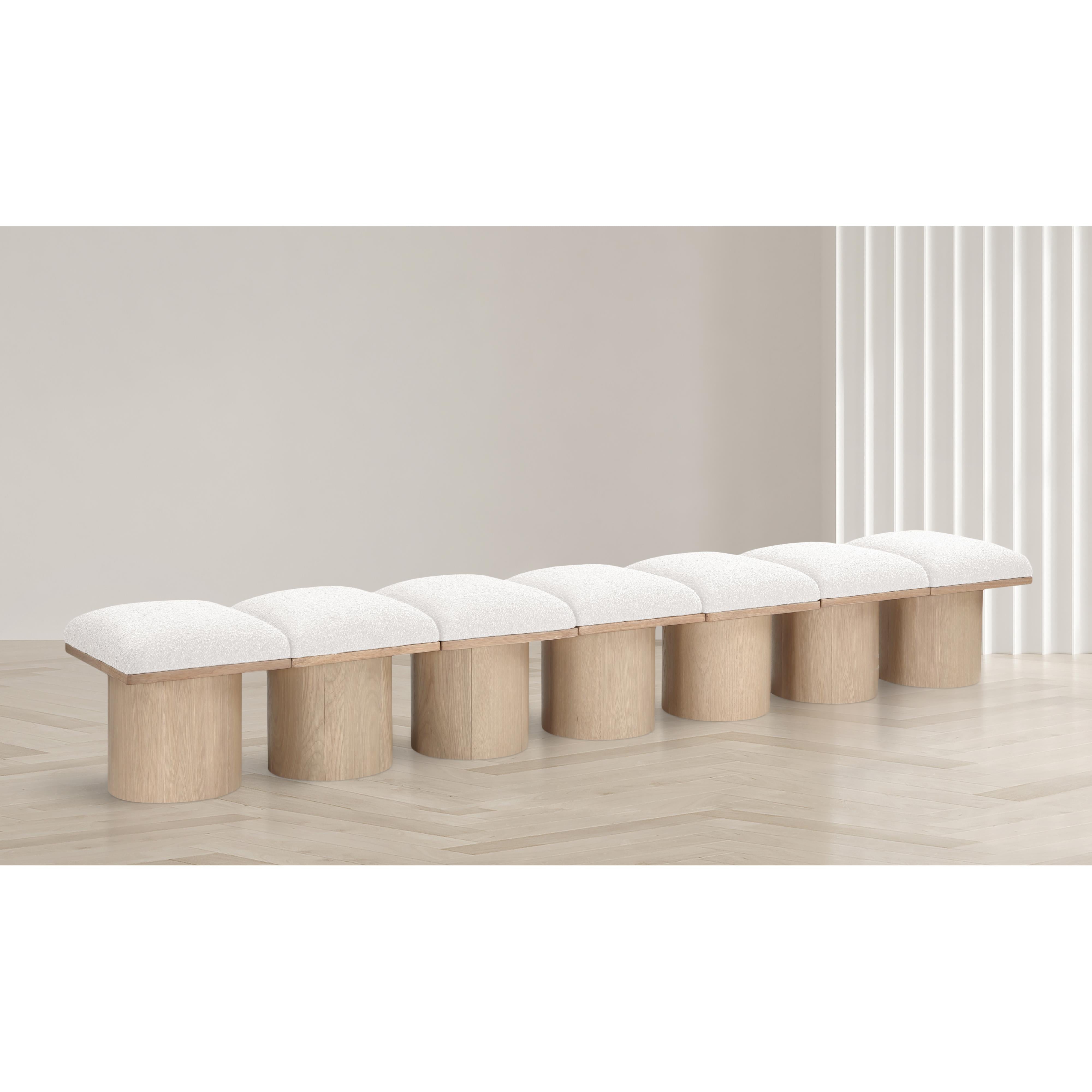 Meridian Pavilion Cream Boucle Fabric Bench