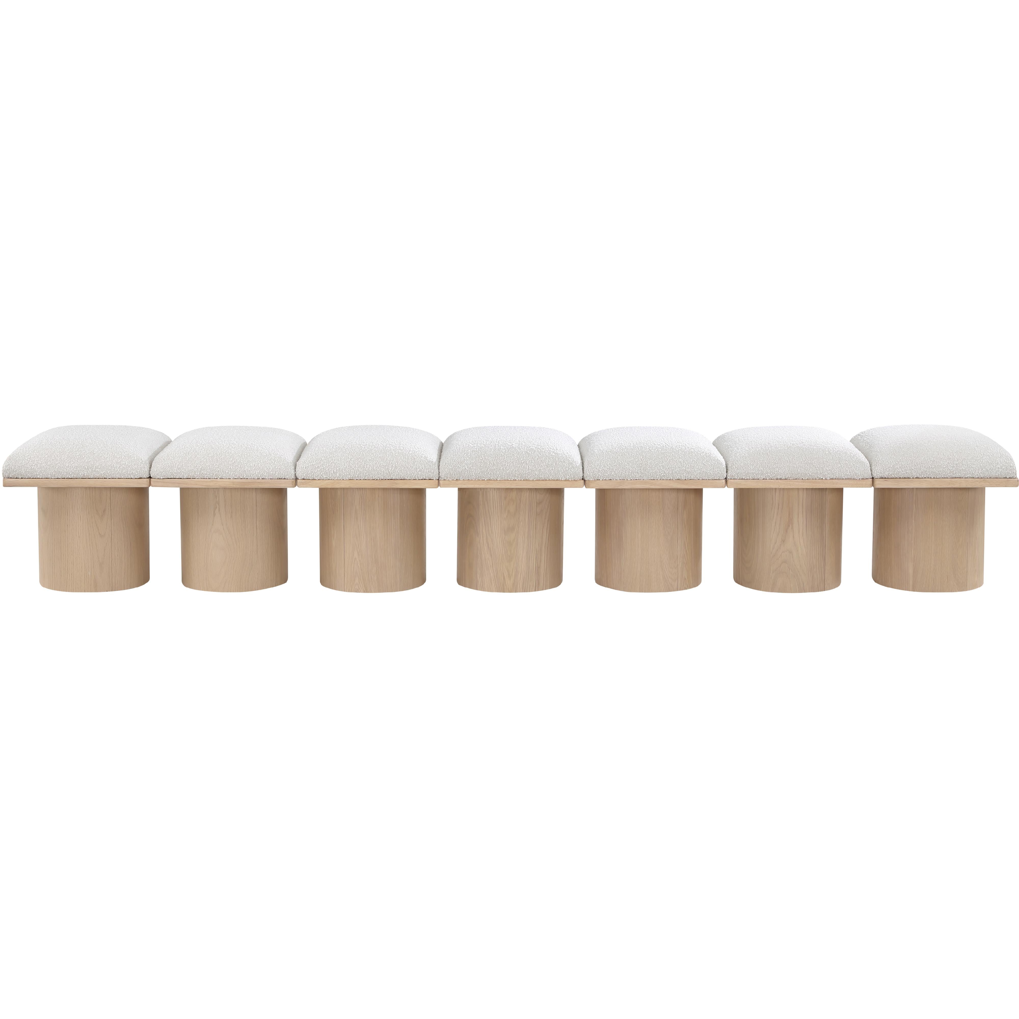 Meridian Pavilion Cream Boucle Fabric Bench