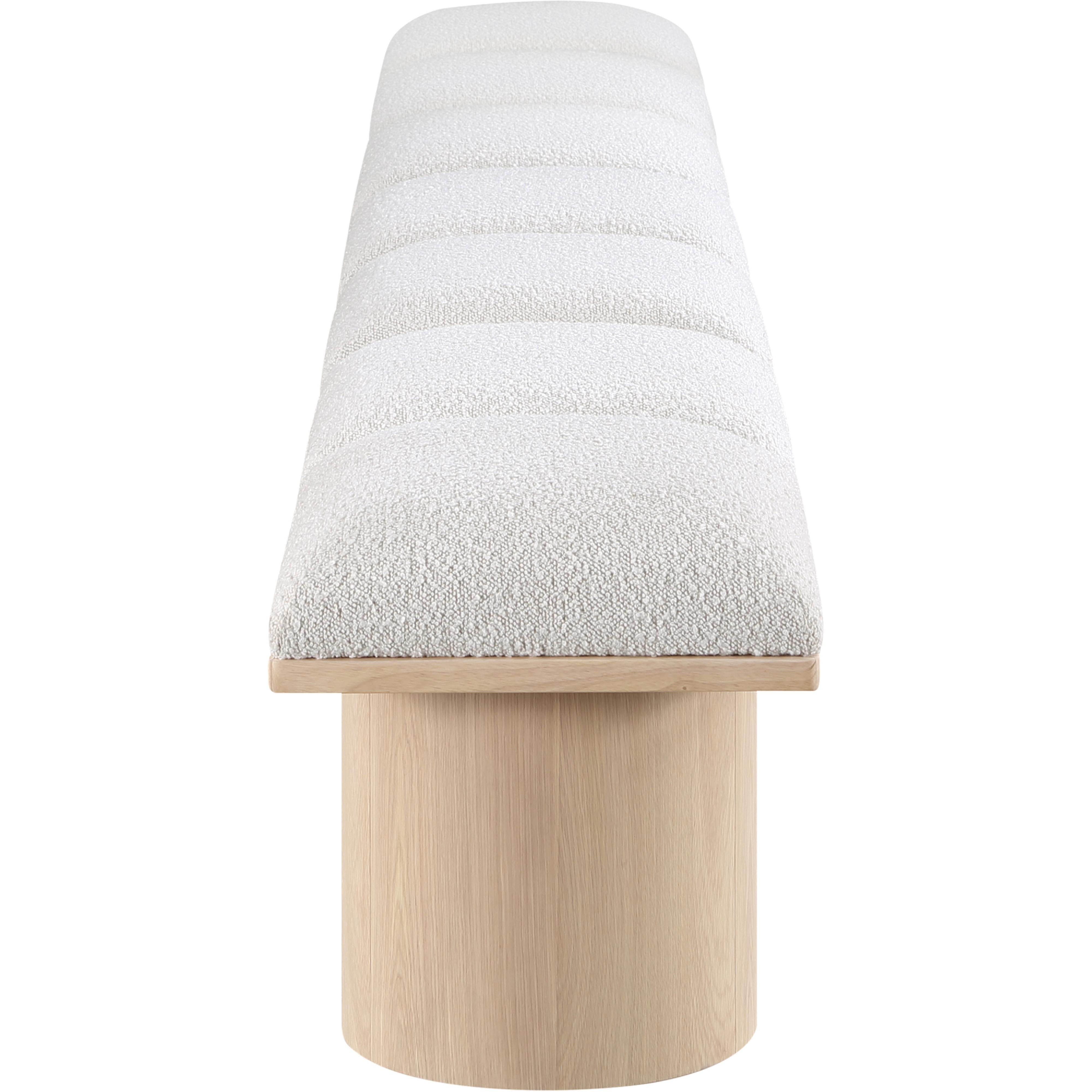 Meridian Pavilion Cream Boucle Fabric Bench