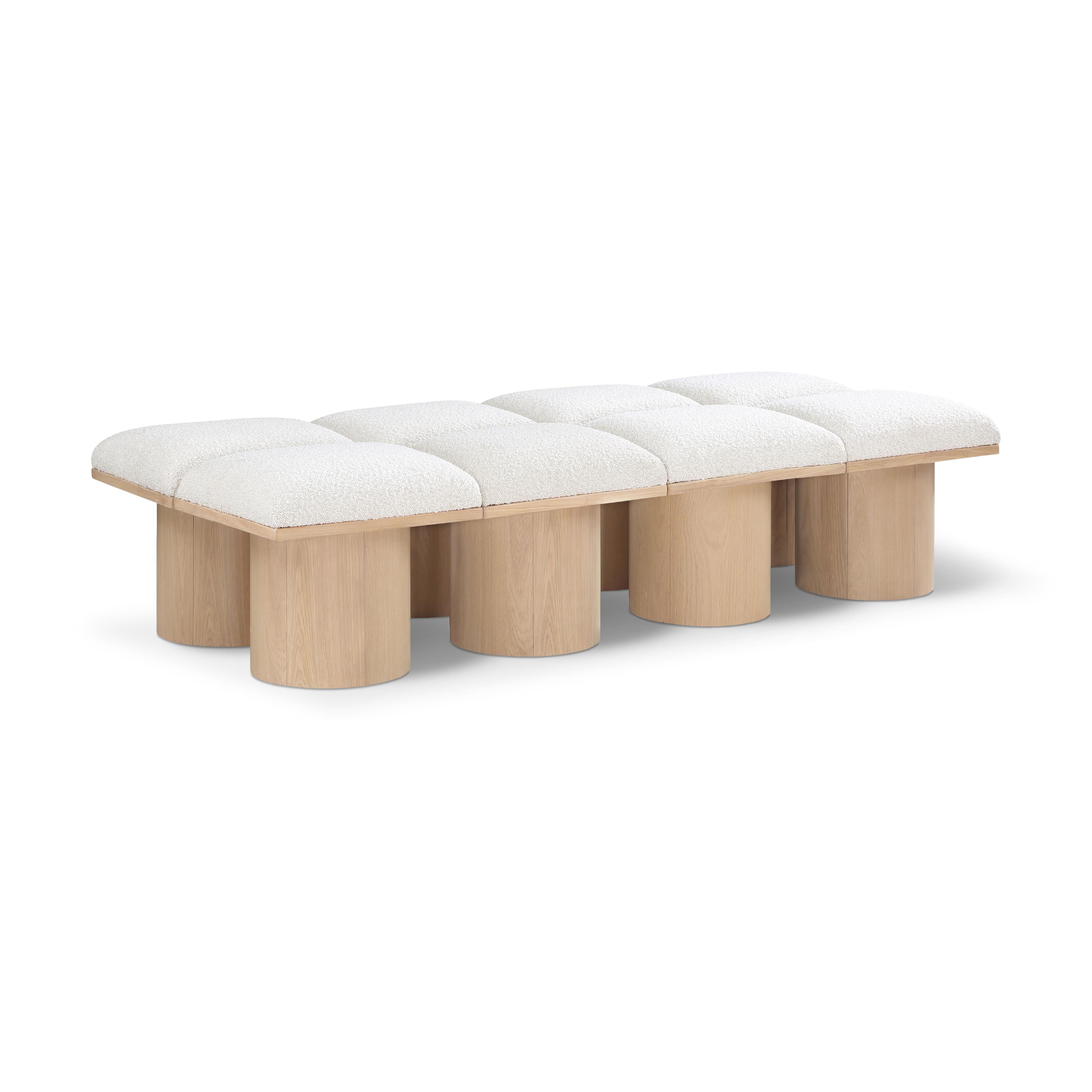 Meridian Pavilion Cream Boucle Fabric Bench