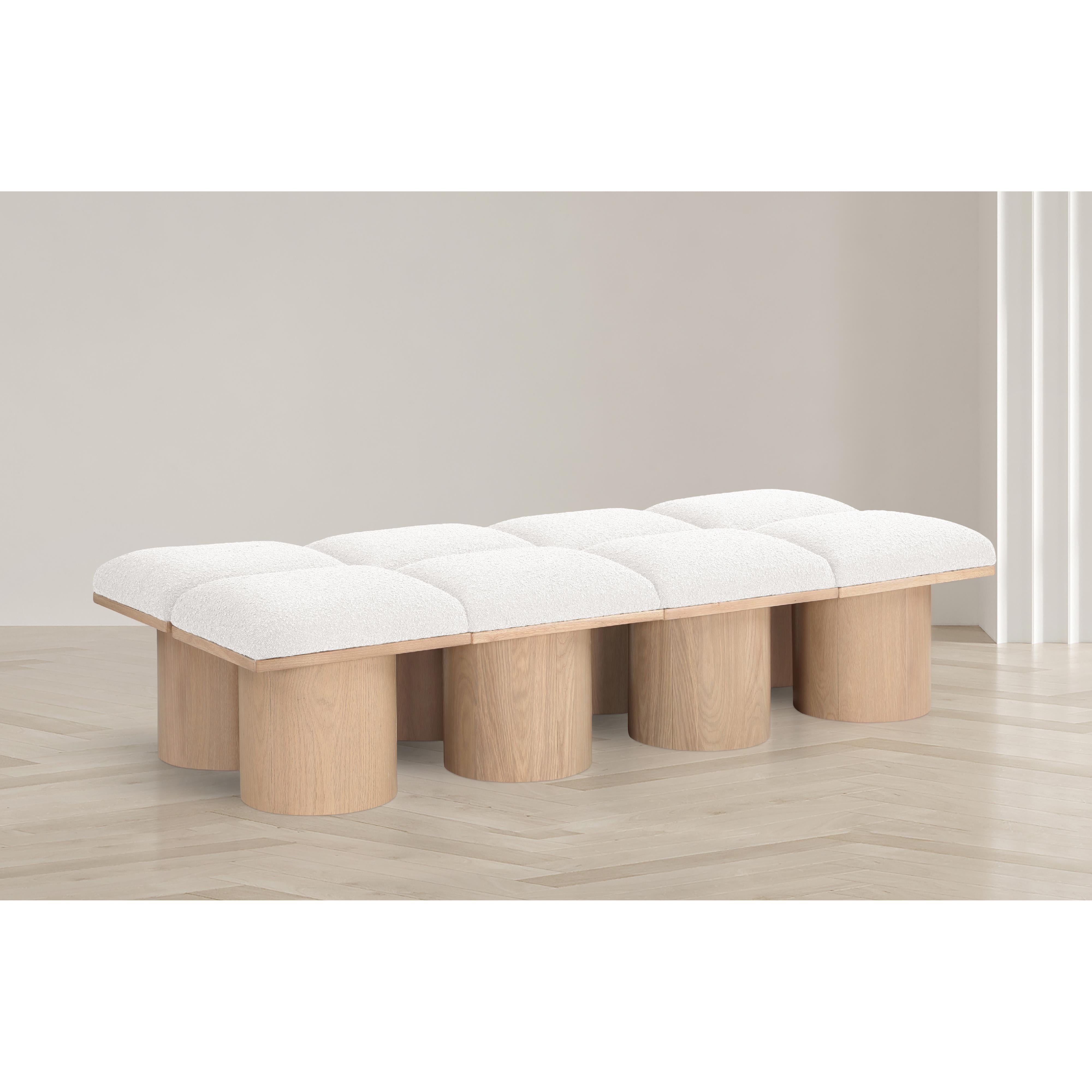Meridian Pavilion Cream Boucle Fabric Bench