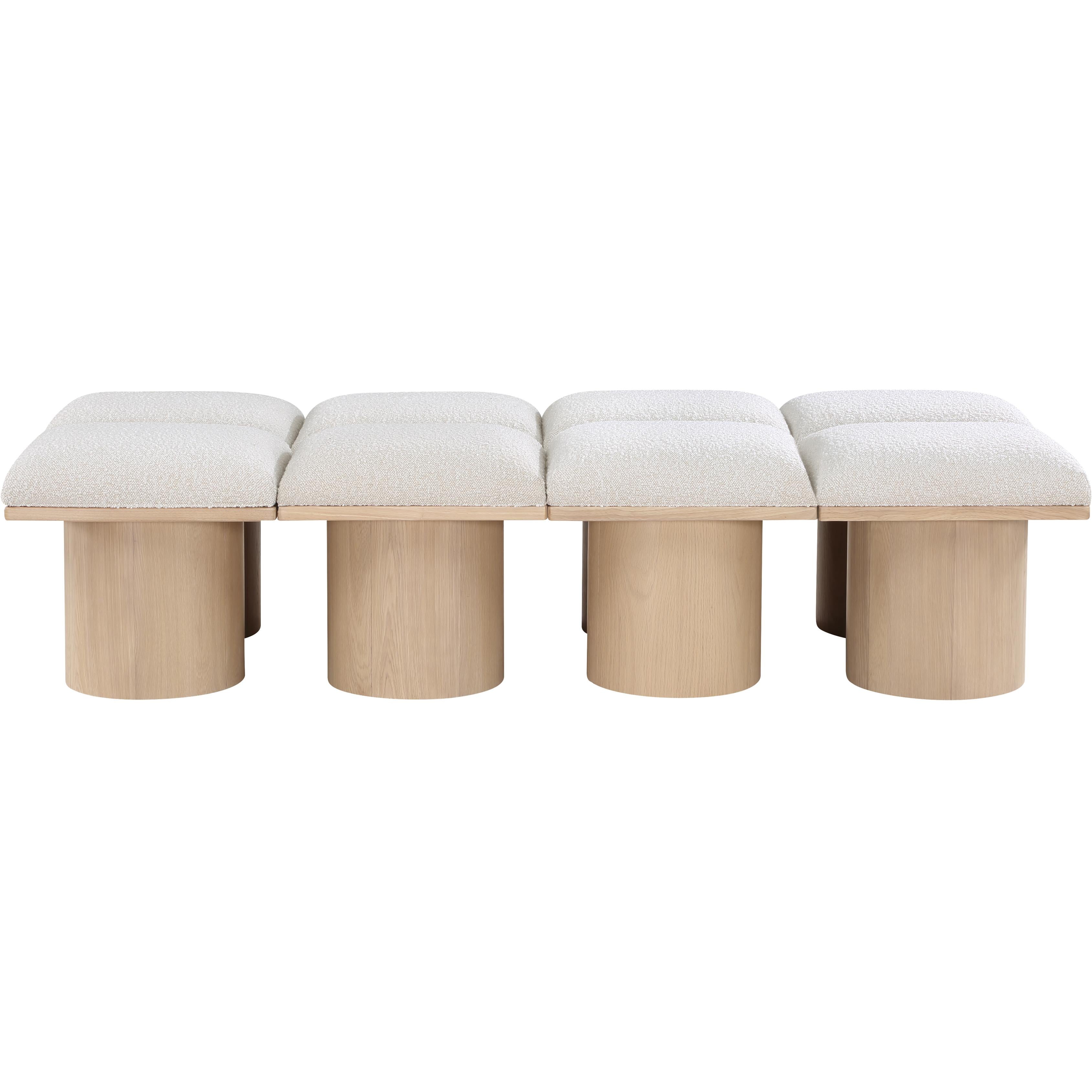 Meridian Pavilion Cream Boucle Fabric Bench