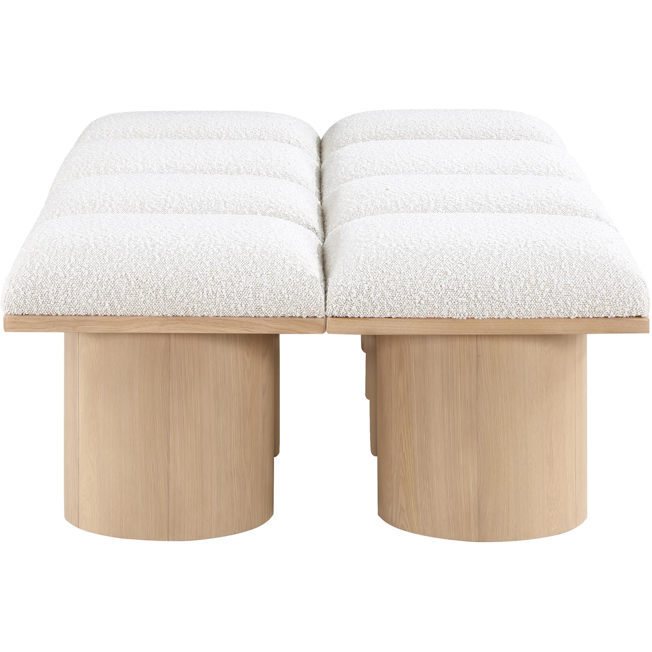 Meridian Pavilion Cream Boucle Fabric Bench