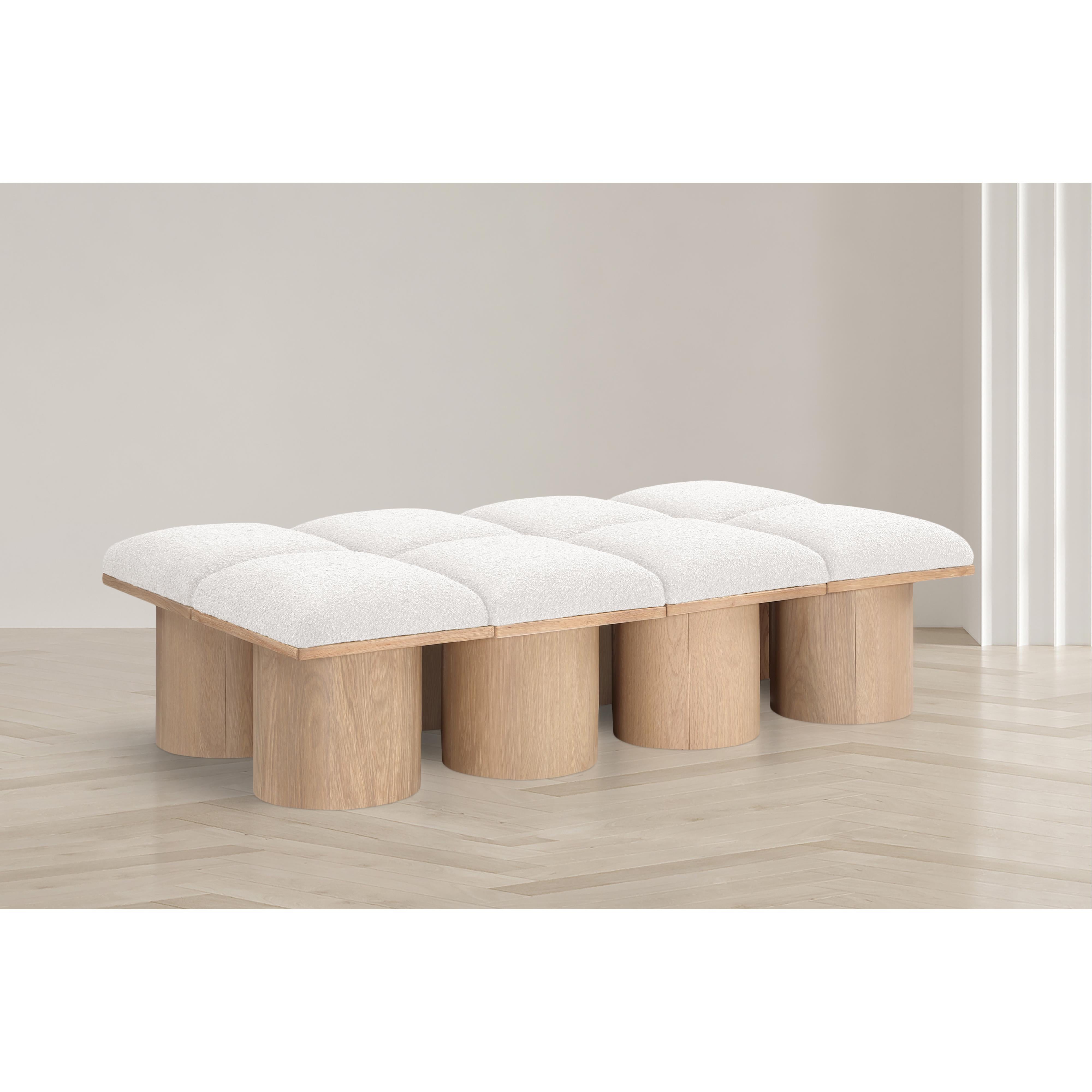Meridian Pavilion Cream Boucle Fabric Bench
