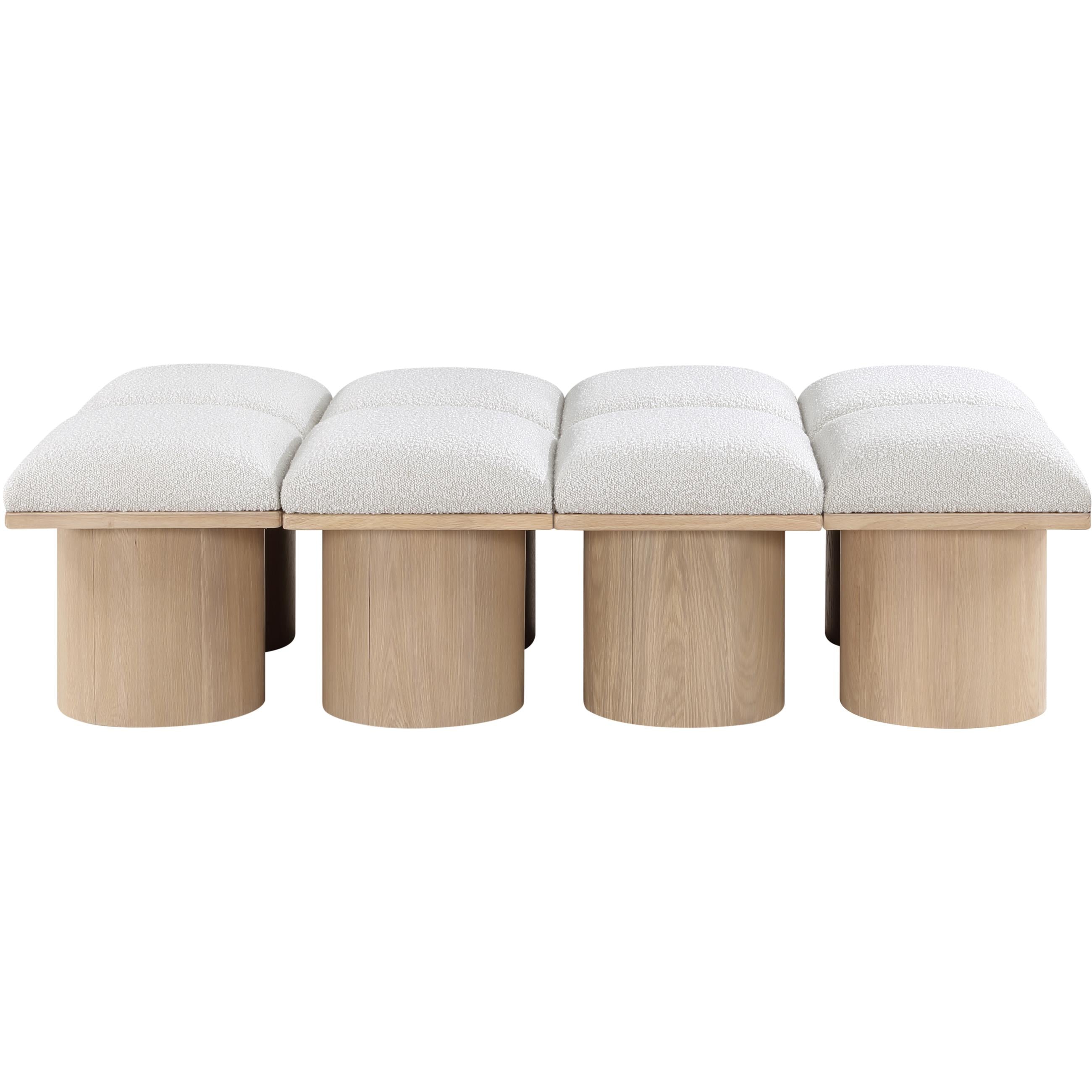 Meridian Pavilion Cream Boucle Fabric Bench