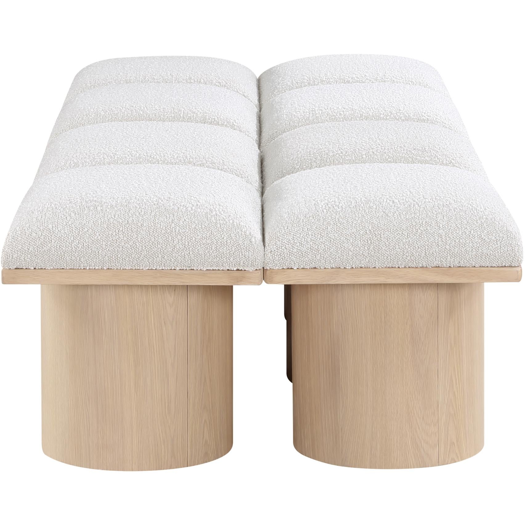 Meridian Pavilion Cream Boucle Fabric Bench