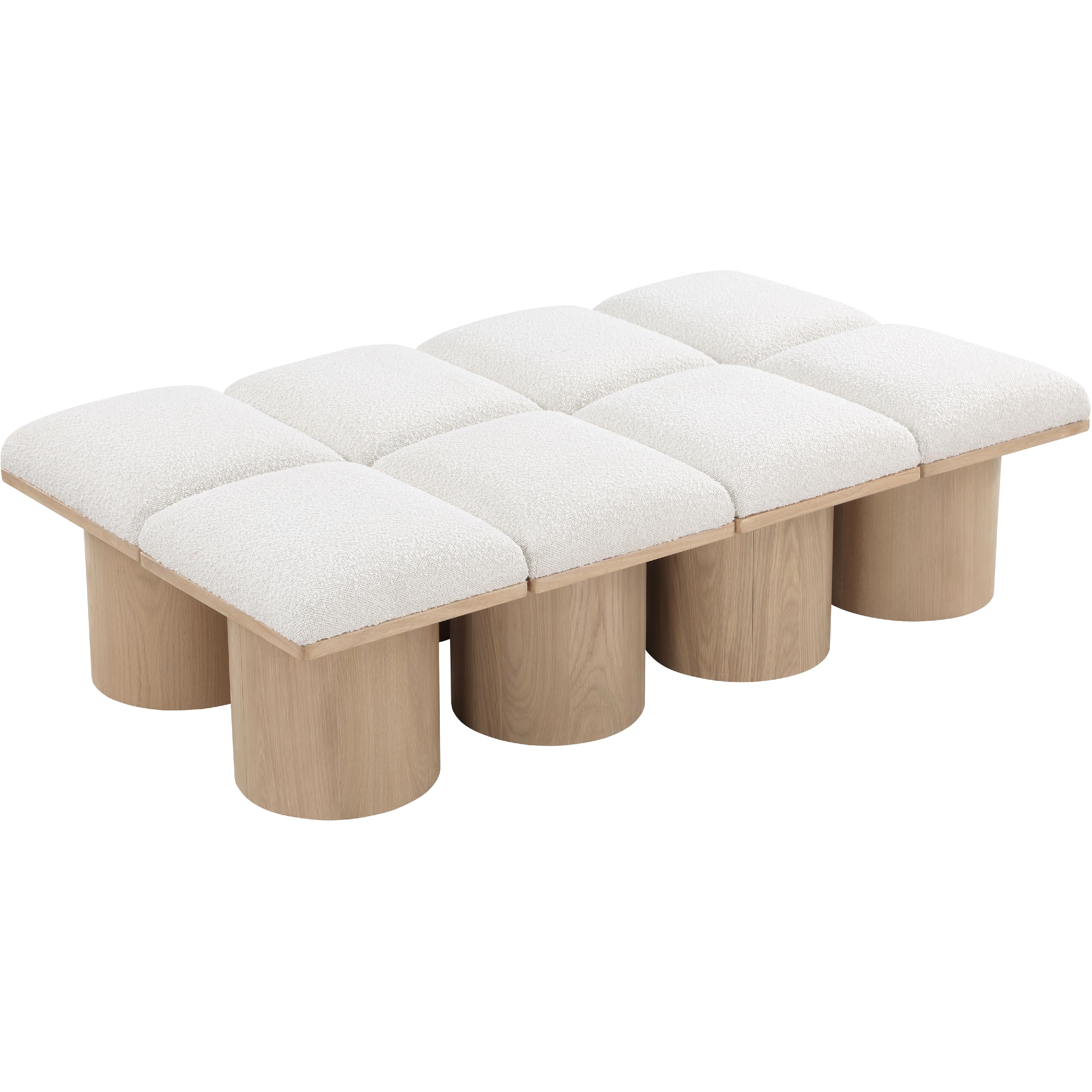 Meridian Pavilion Cream Boucle Fabric Bench