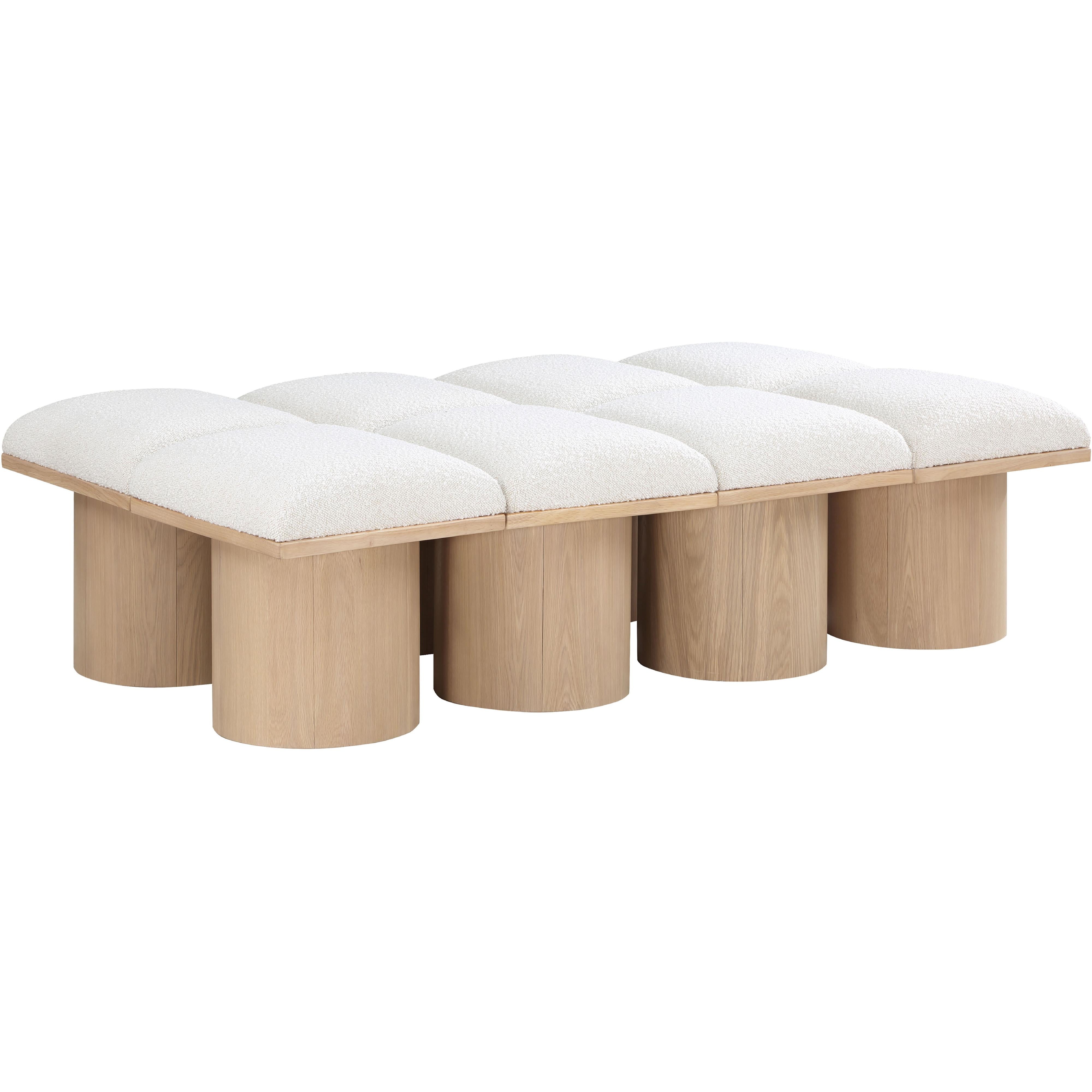 Meridian Pavilion Cream Boucle Fabric Bench