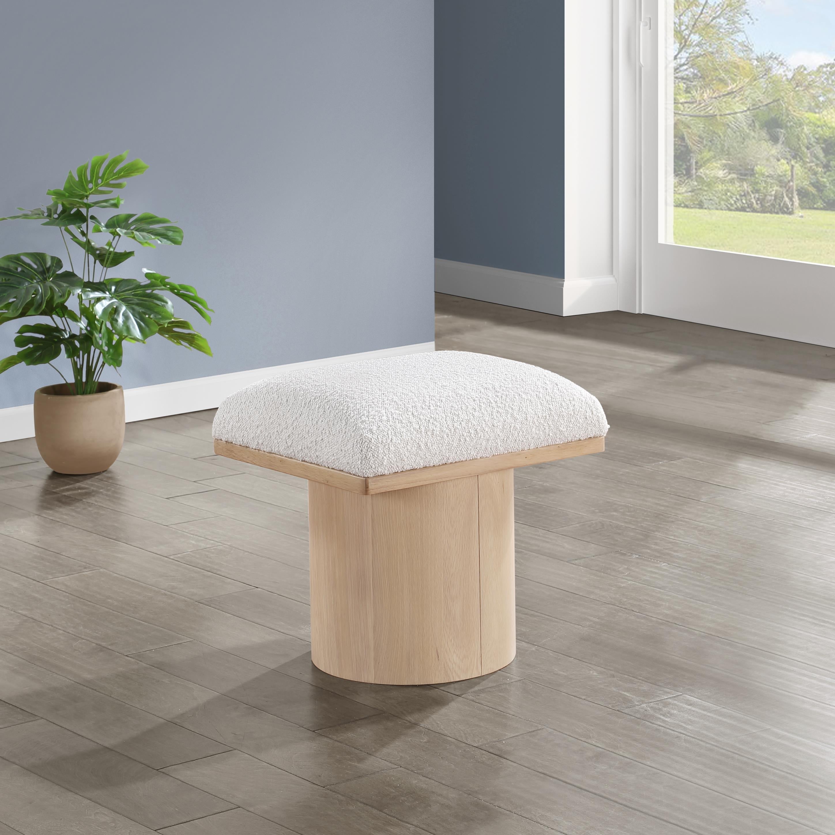 Meridian Pavilion Cream Boucle Fabric Bench/Stool