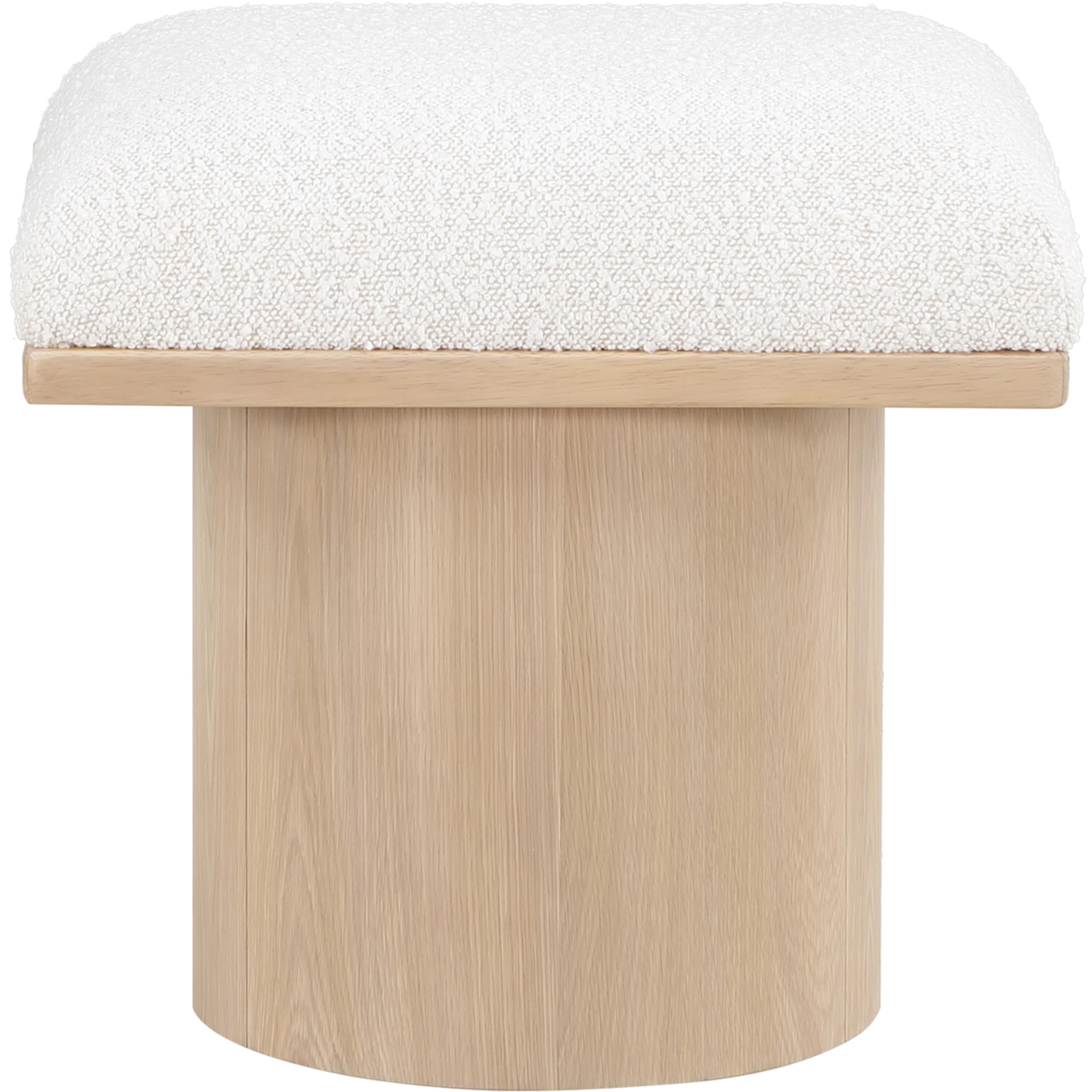 Meridian Pavilion Cream Boucle Fabric Bench/Stool