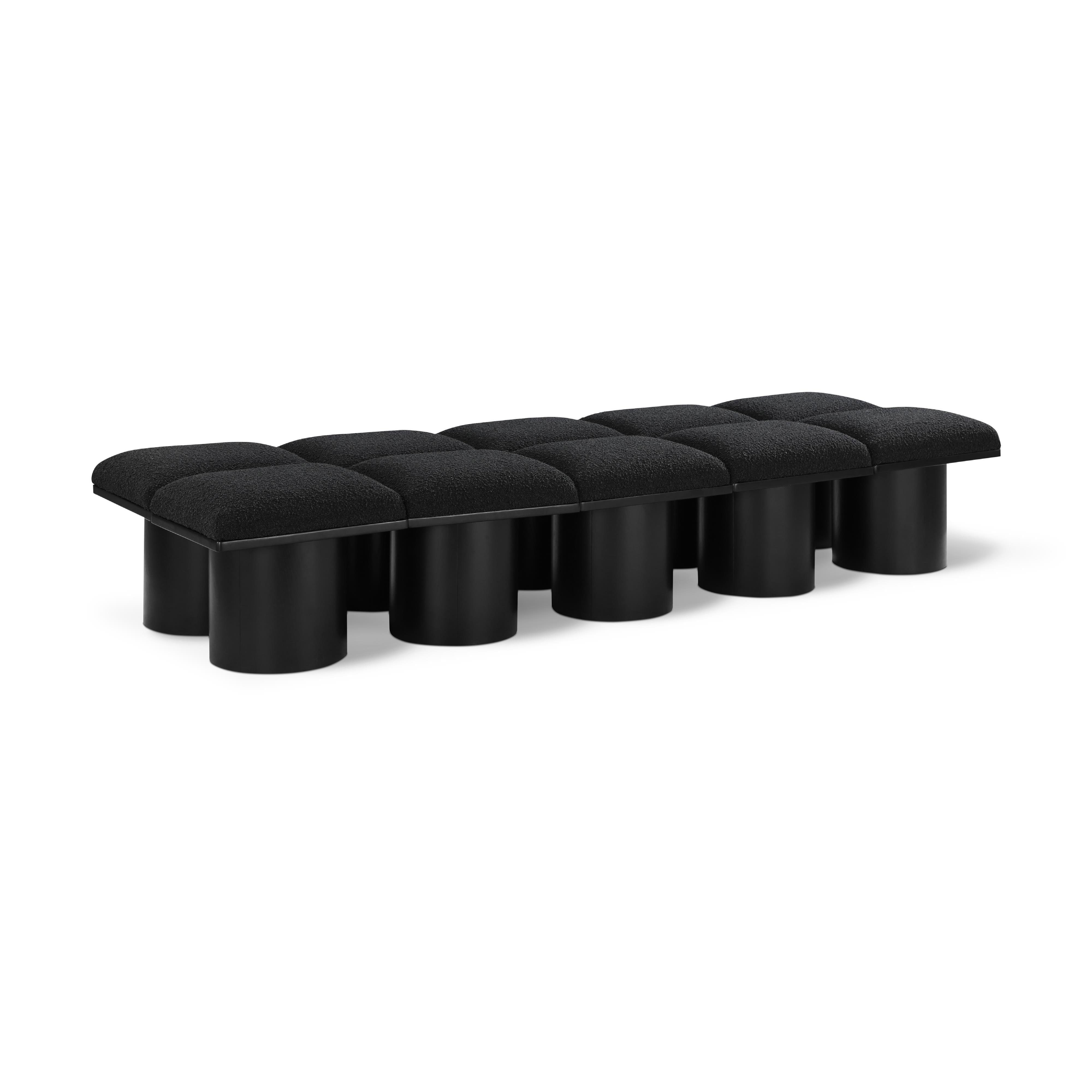Meridian Pavilion Black Boucle Fabric Bench