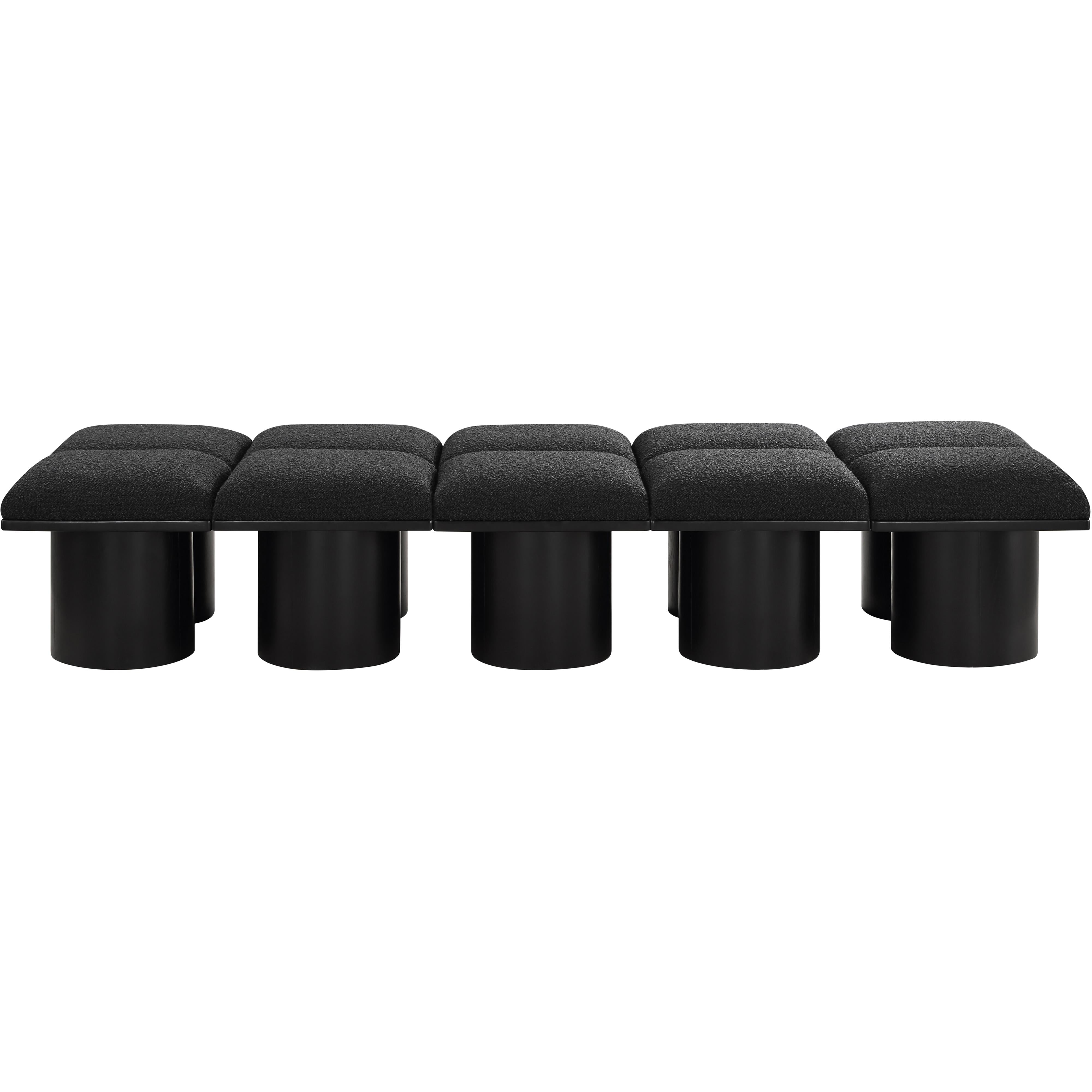 Meridian Pavilion Black Boucle Fabric Bench