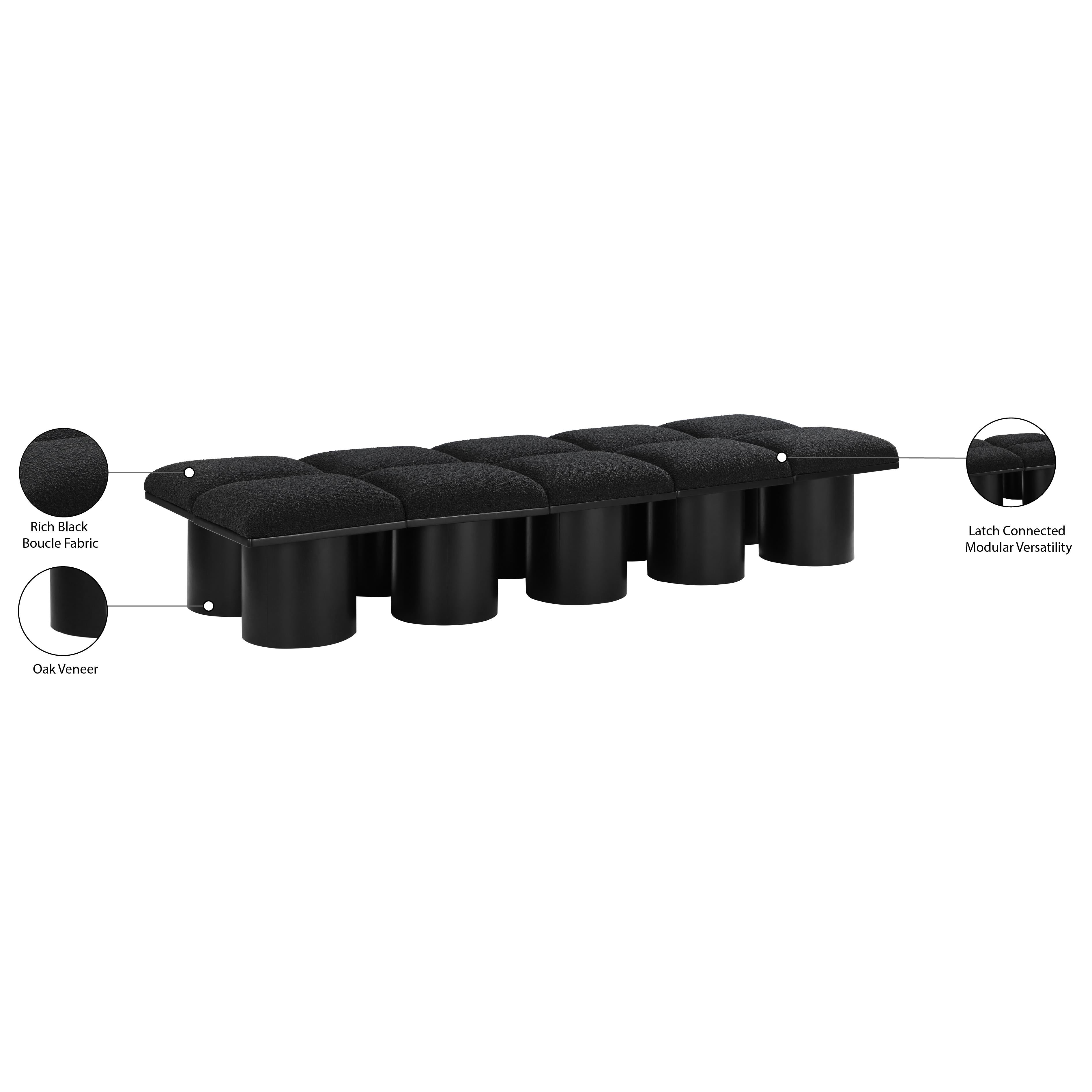 Meridian Pavilion Black Boucle Fabric Bench