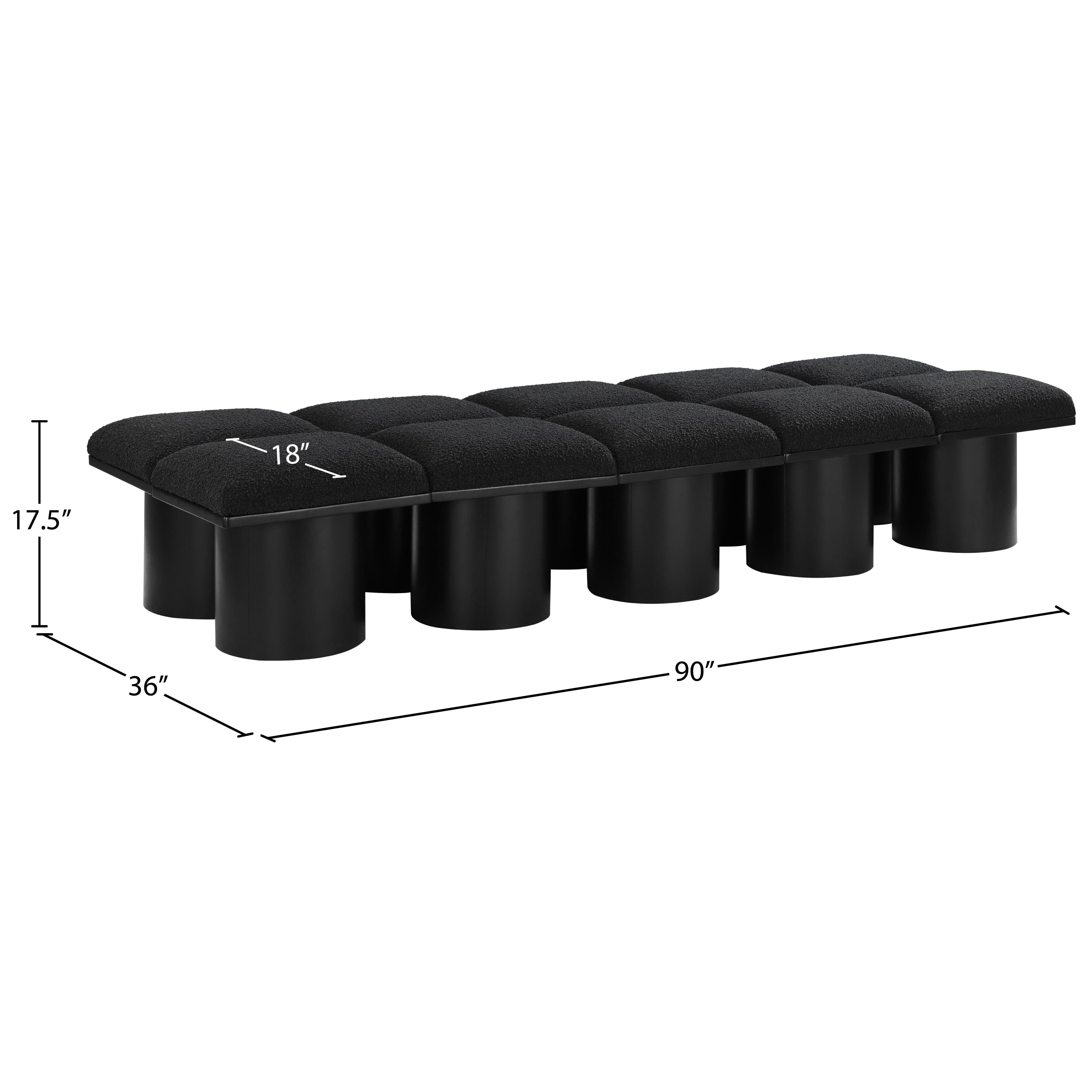 Meridian Pavilion Black Boucle Fabric Bench