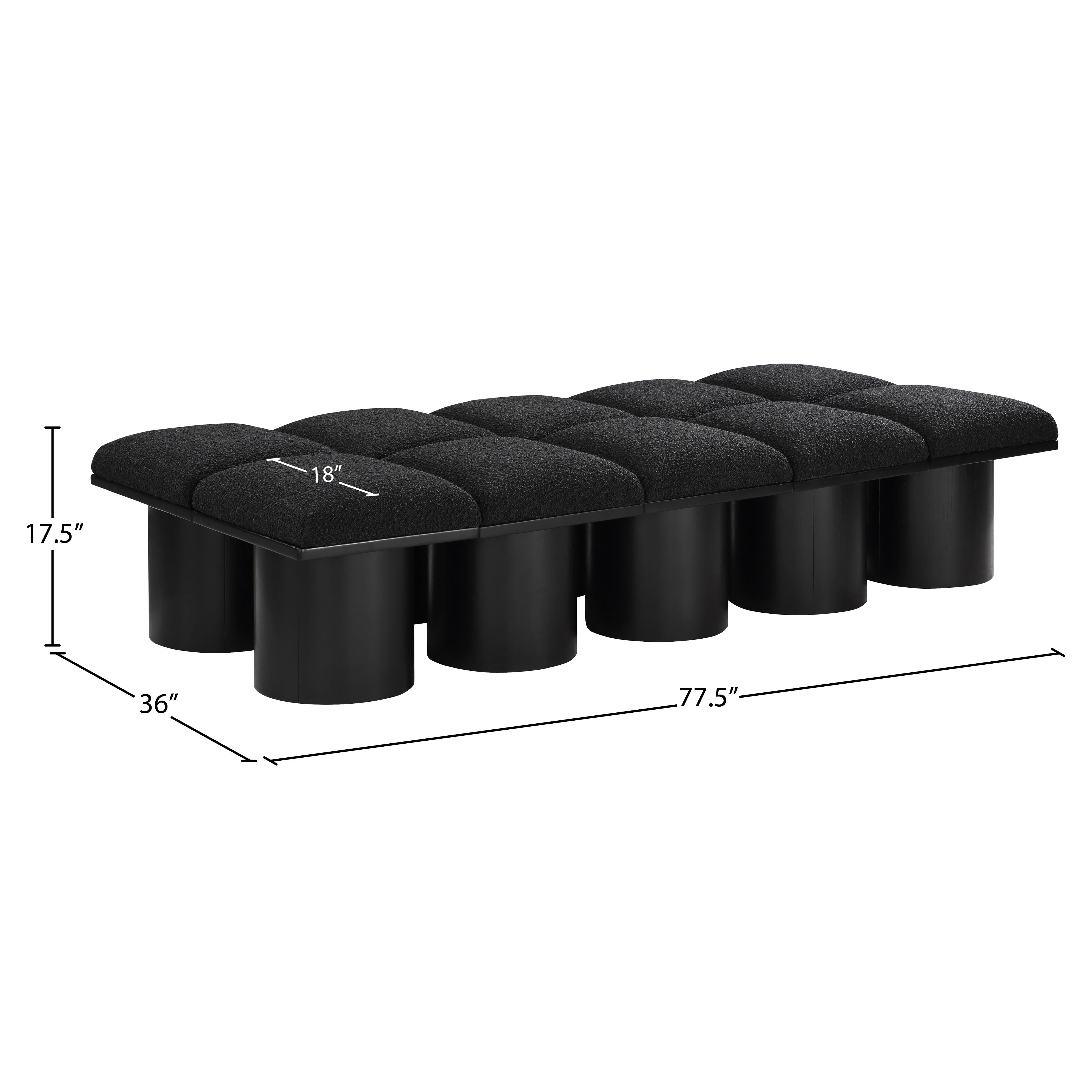Meridian Pavilion Black Boucle Fabric Bench