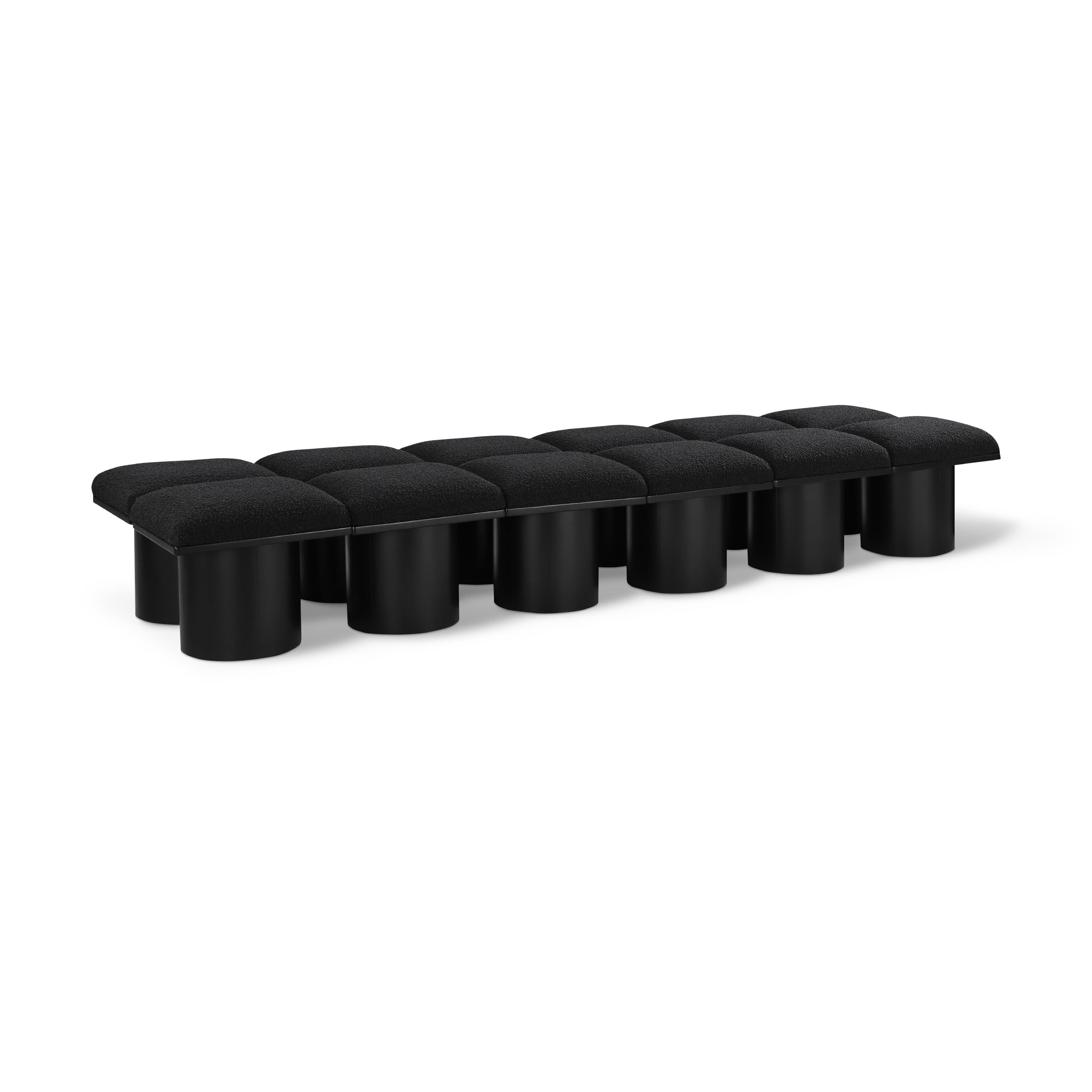 Meridian Pavilion Black Boucle Fabric Bench