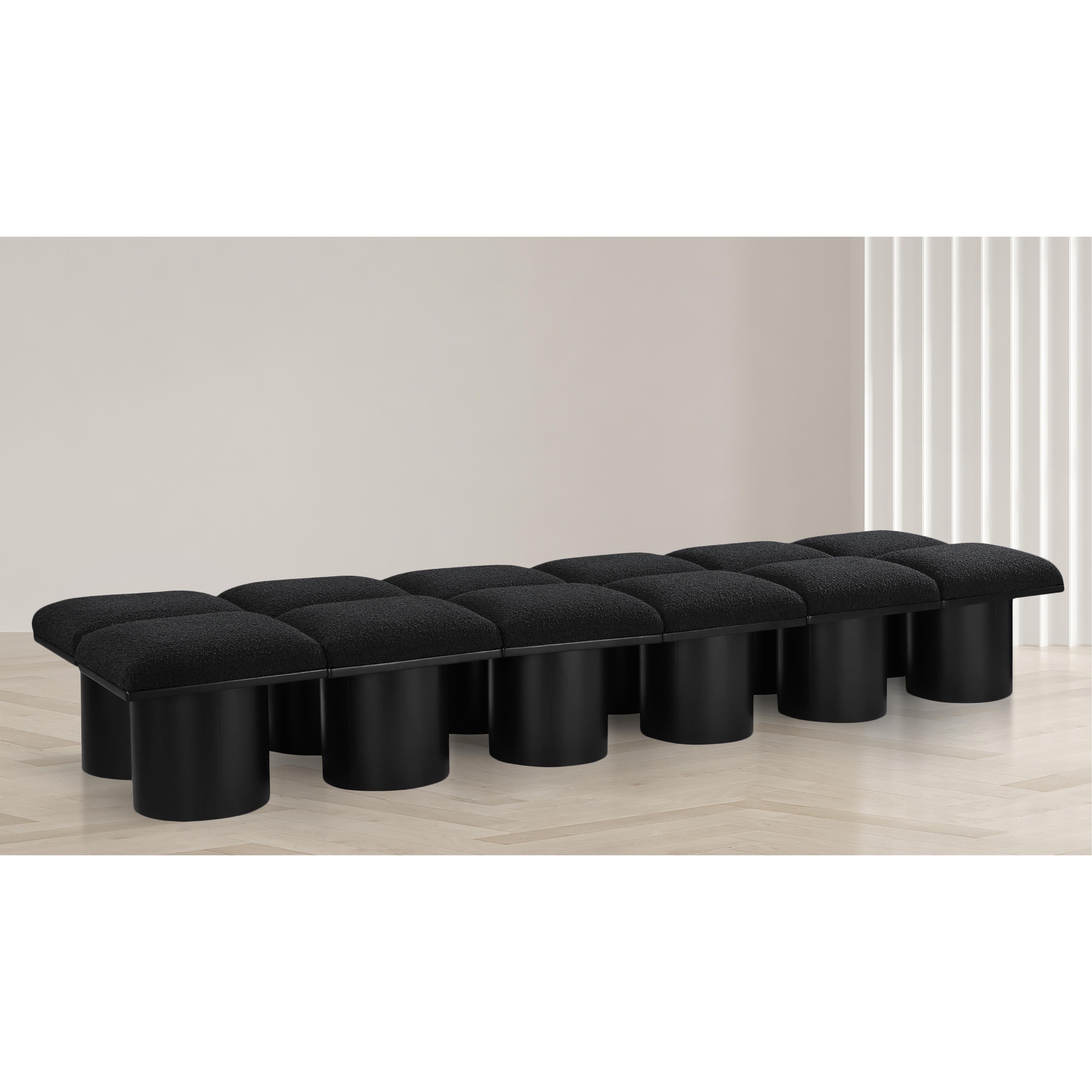 Meridian Pavilion Black Boucle Fabric Bench