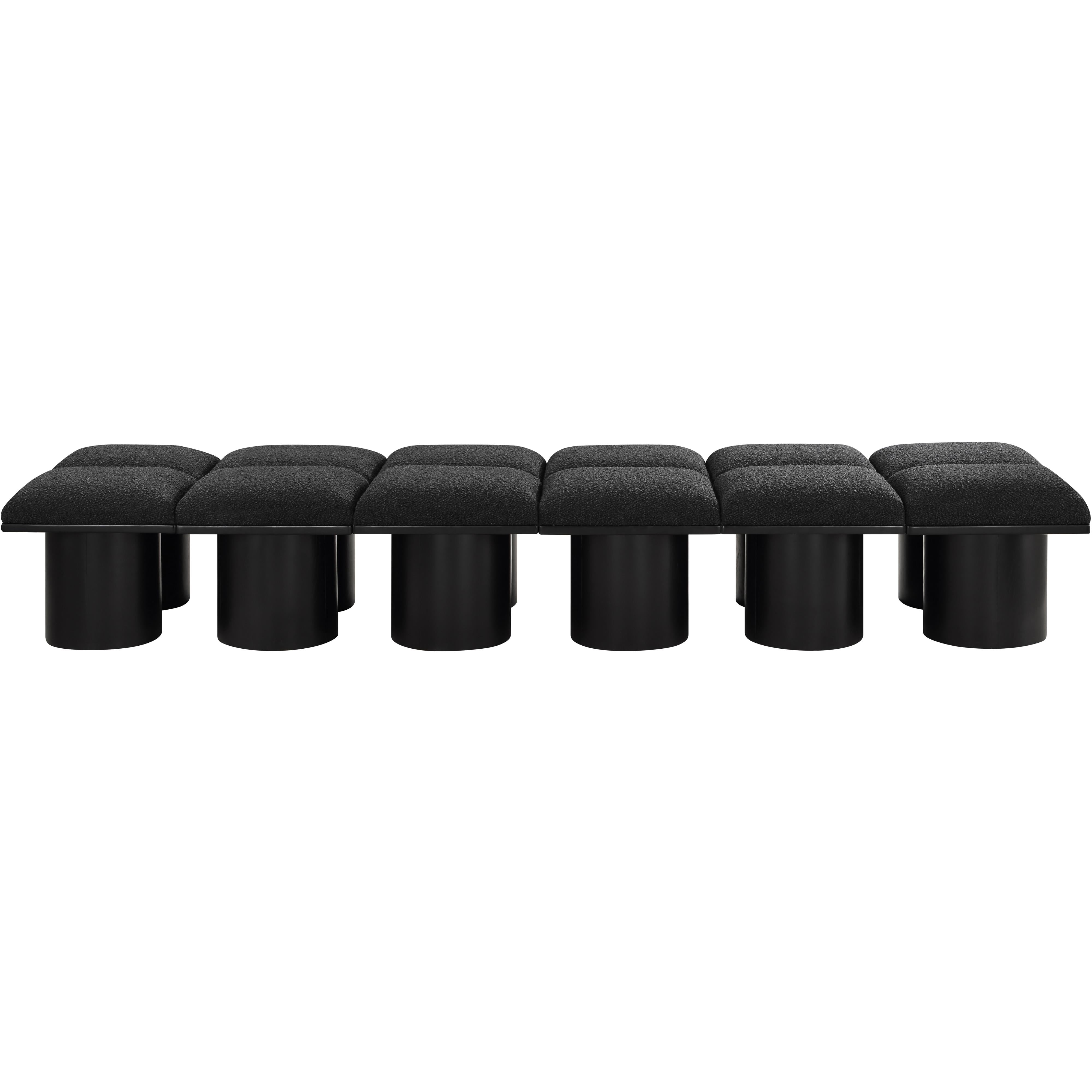 Meridian Pavilion Black Boucle Fabric Bench