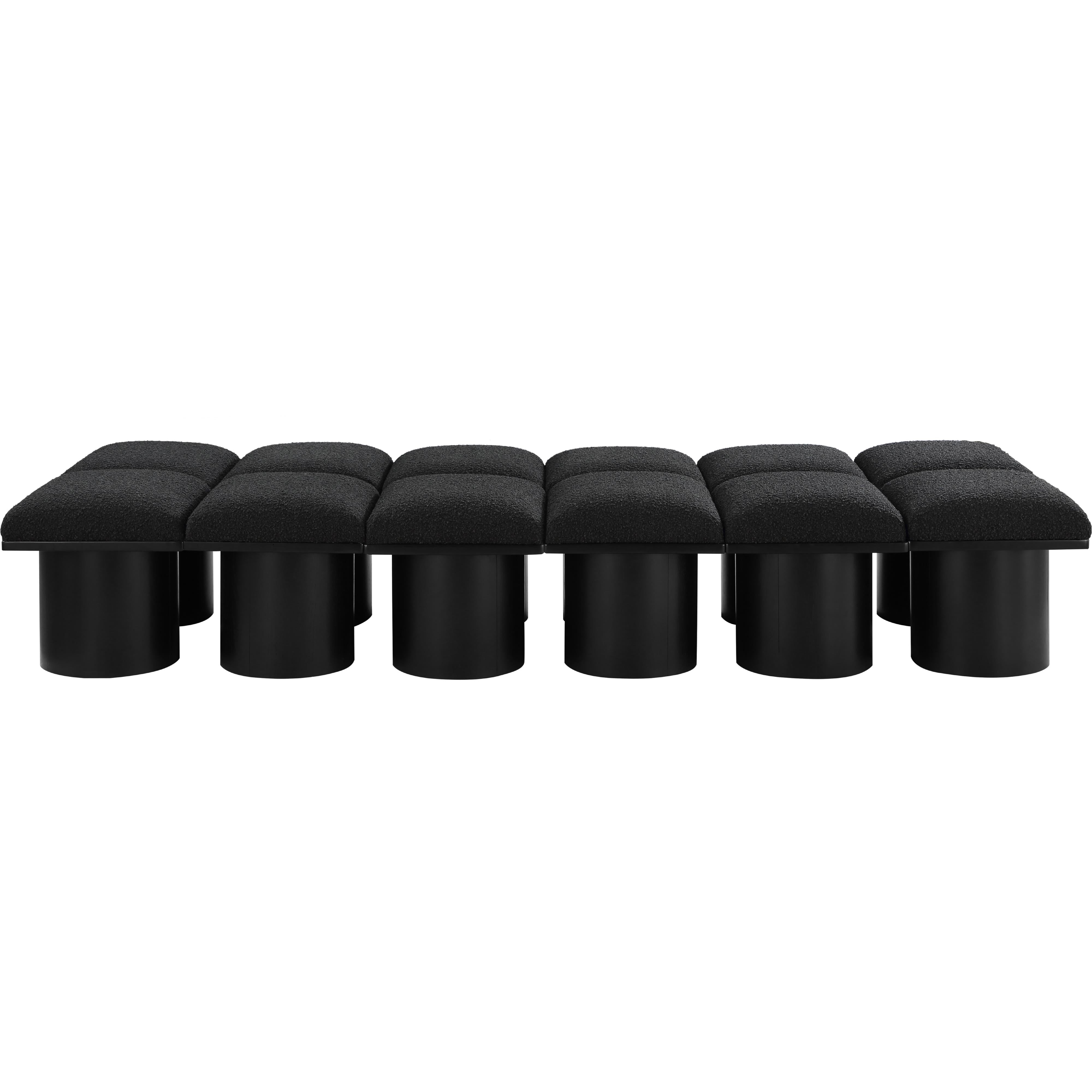 Meridian Pavilion Black Boucle Fabric Bench