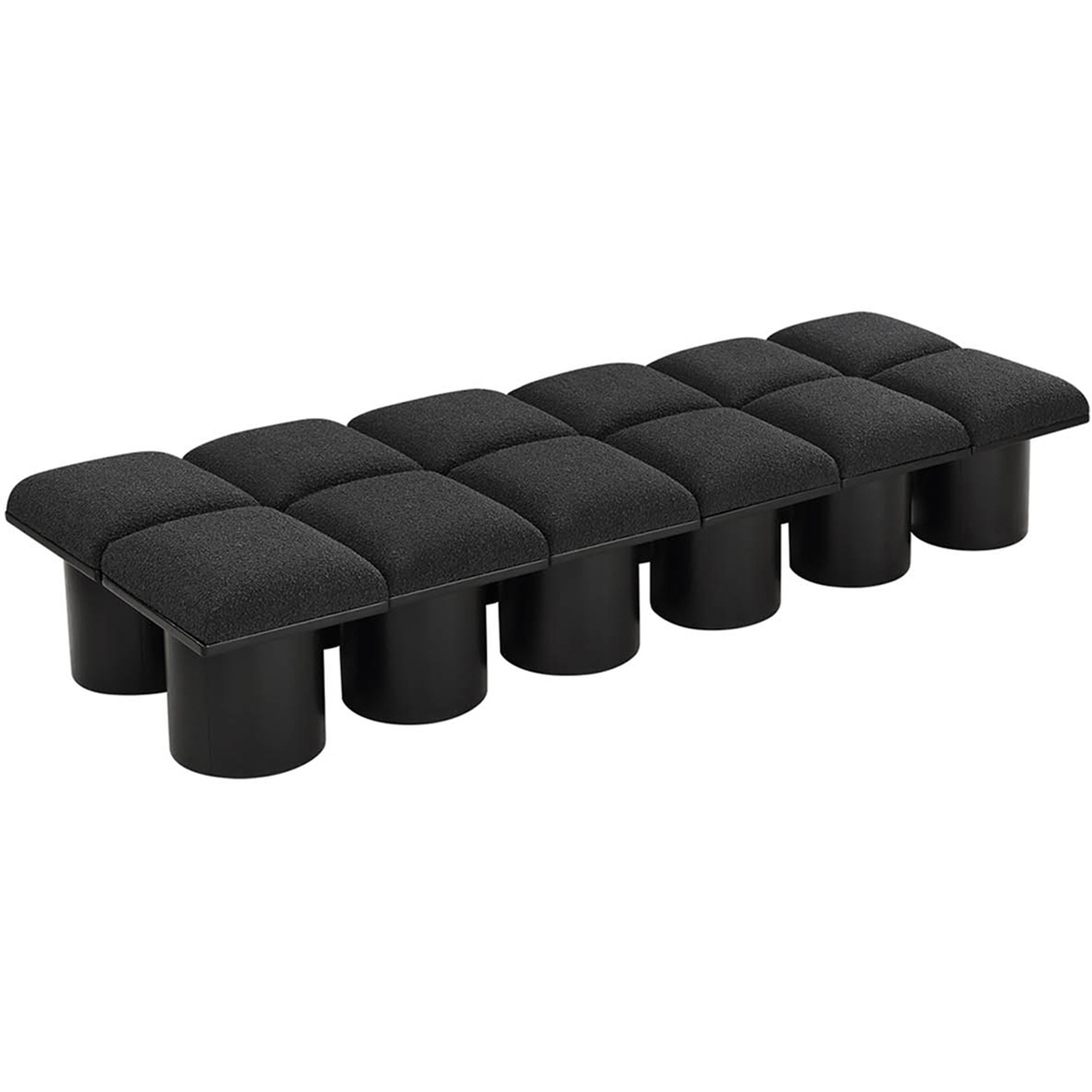 Meridian Pavilion Black Boucle Fabric Bench