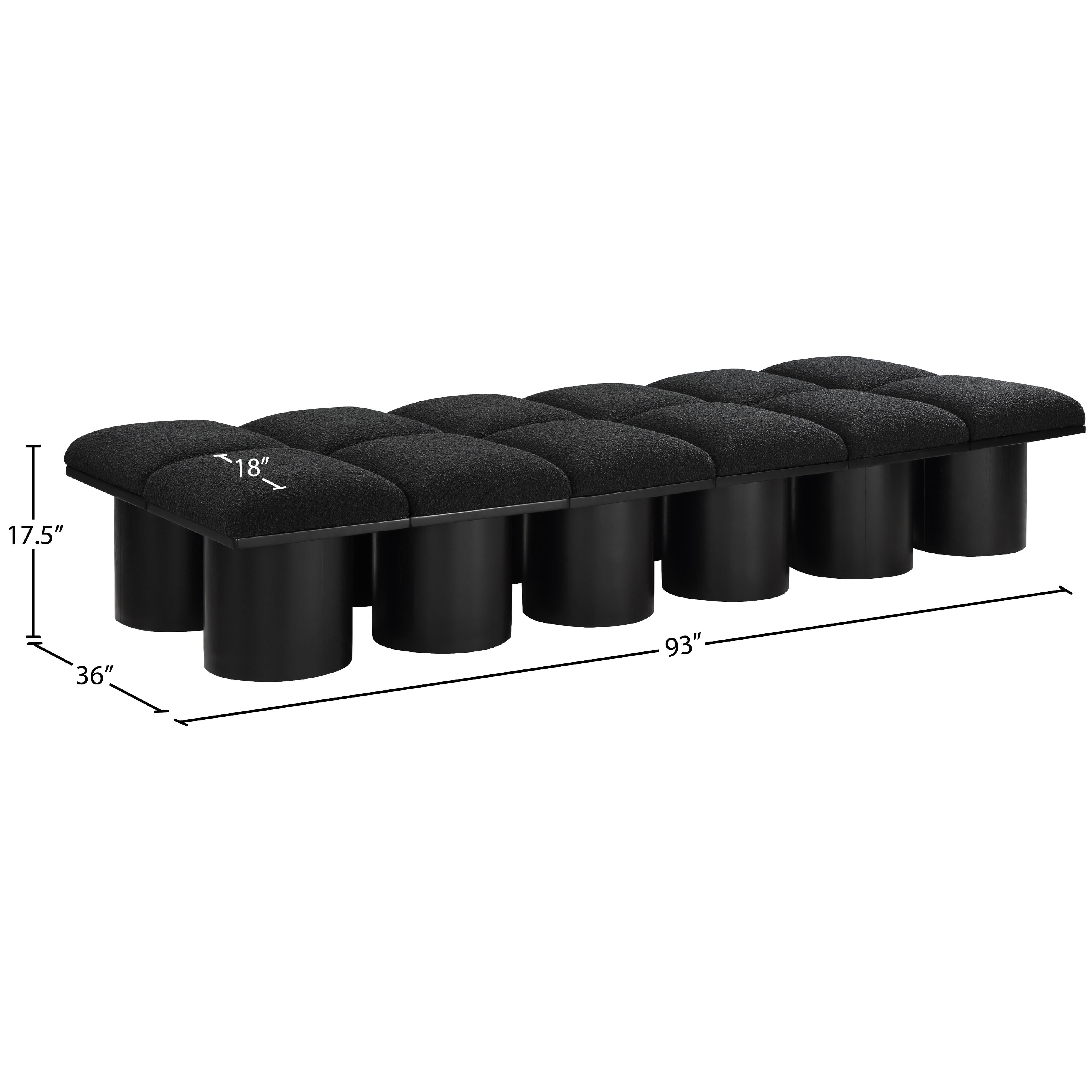 Meridian Pavilion Black Boucle Fabric Bench