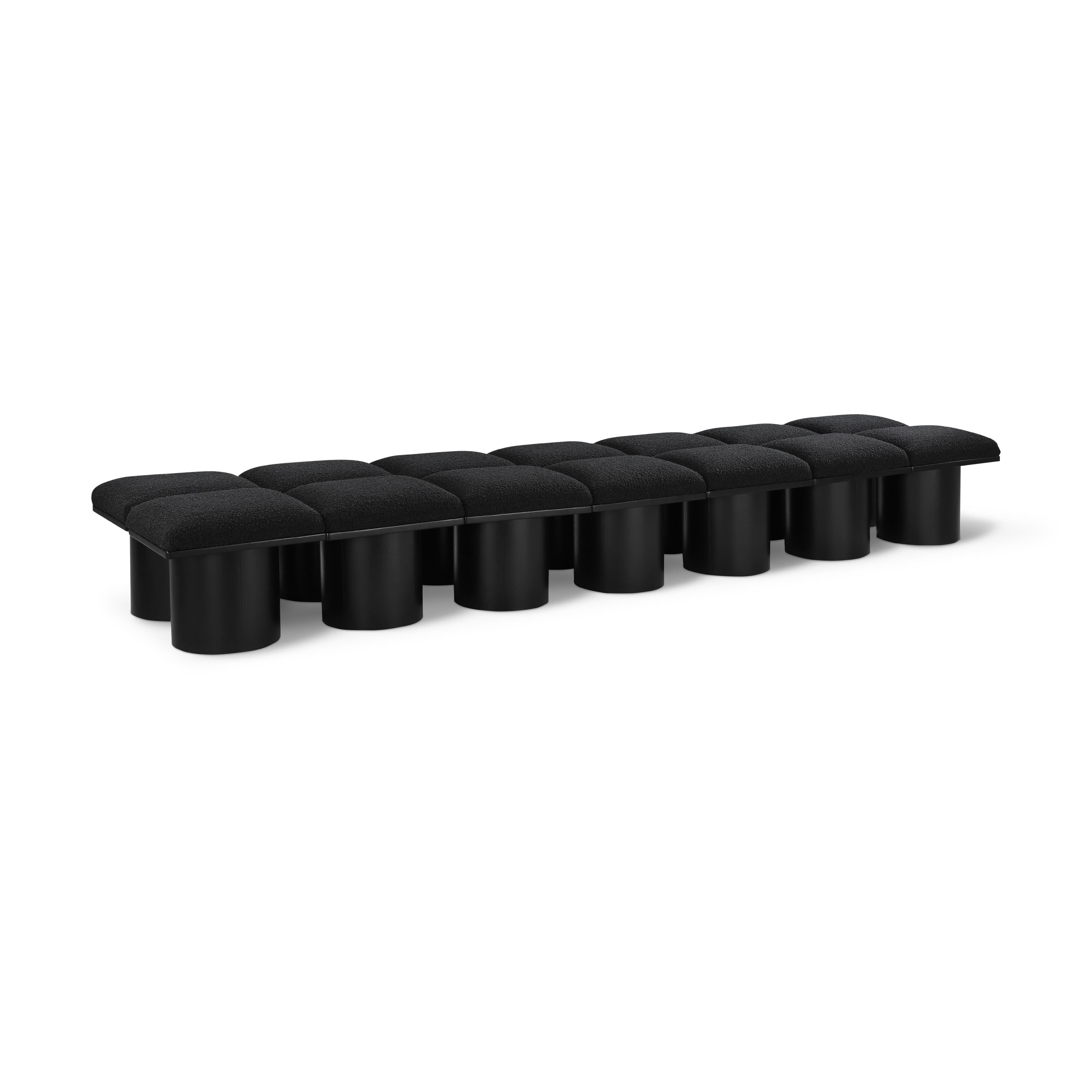 Meridian Pavilion Black Boucle Fabric Bench