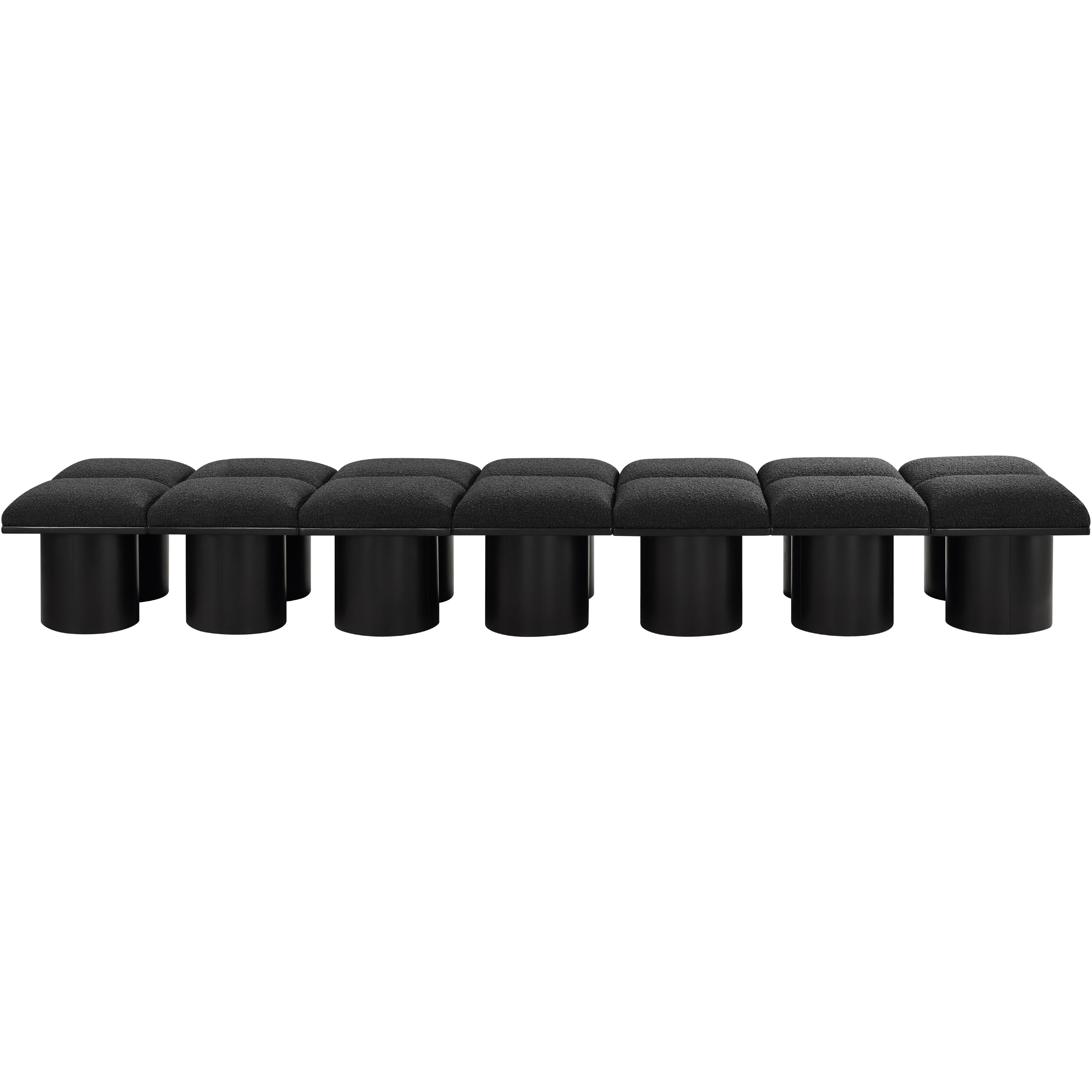 Meridian Pavilion Black Boucle Fabric Bench