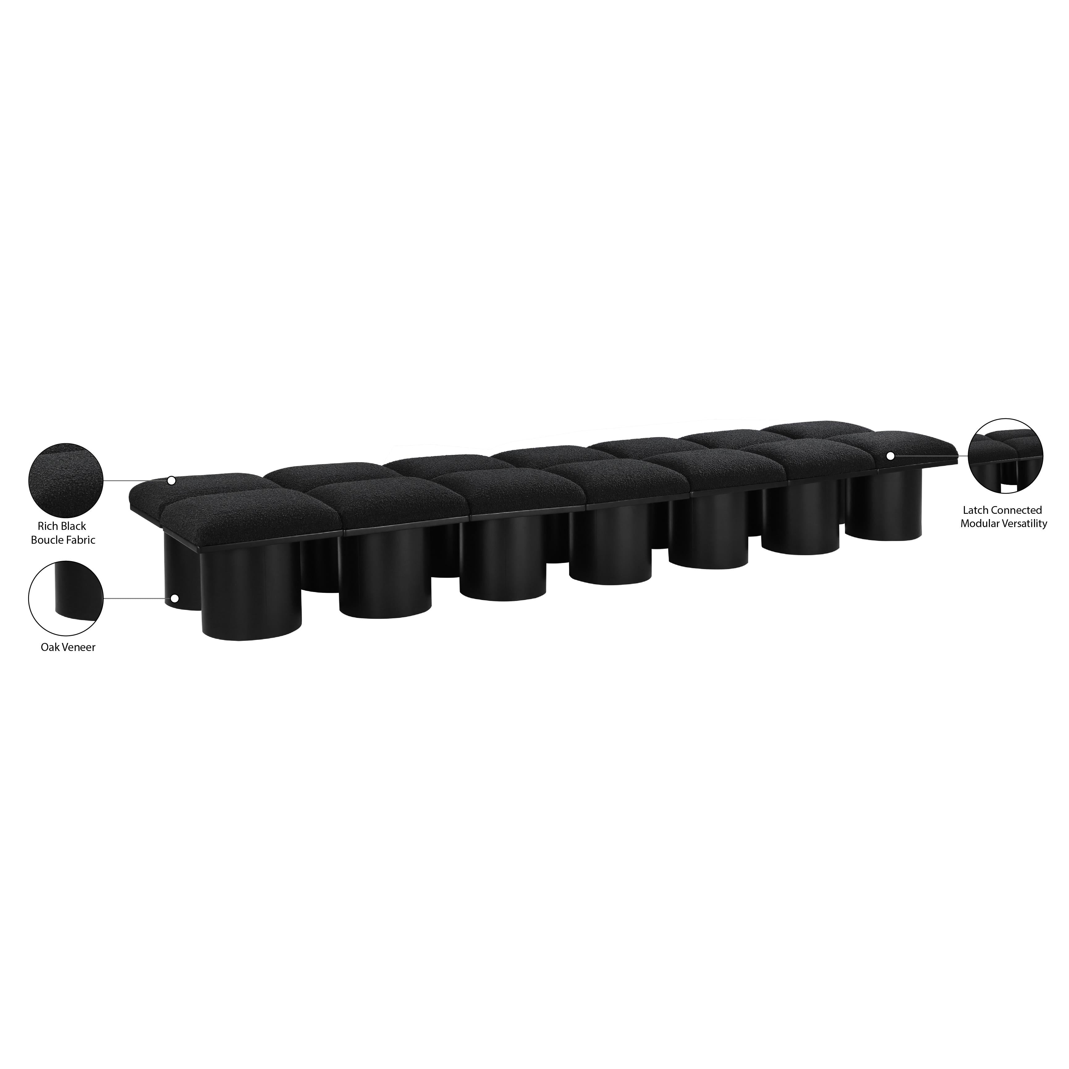 Meridian Pavilion Black Boucle Fabric Bench