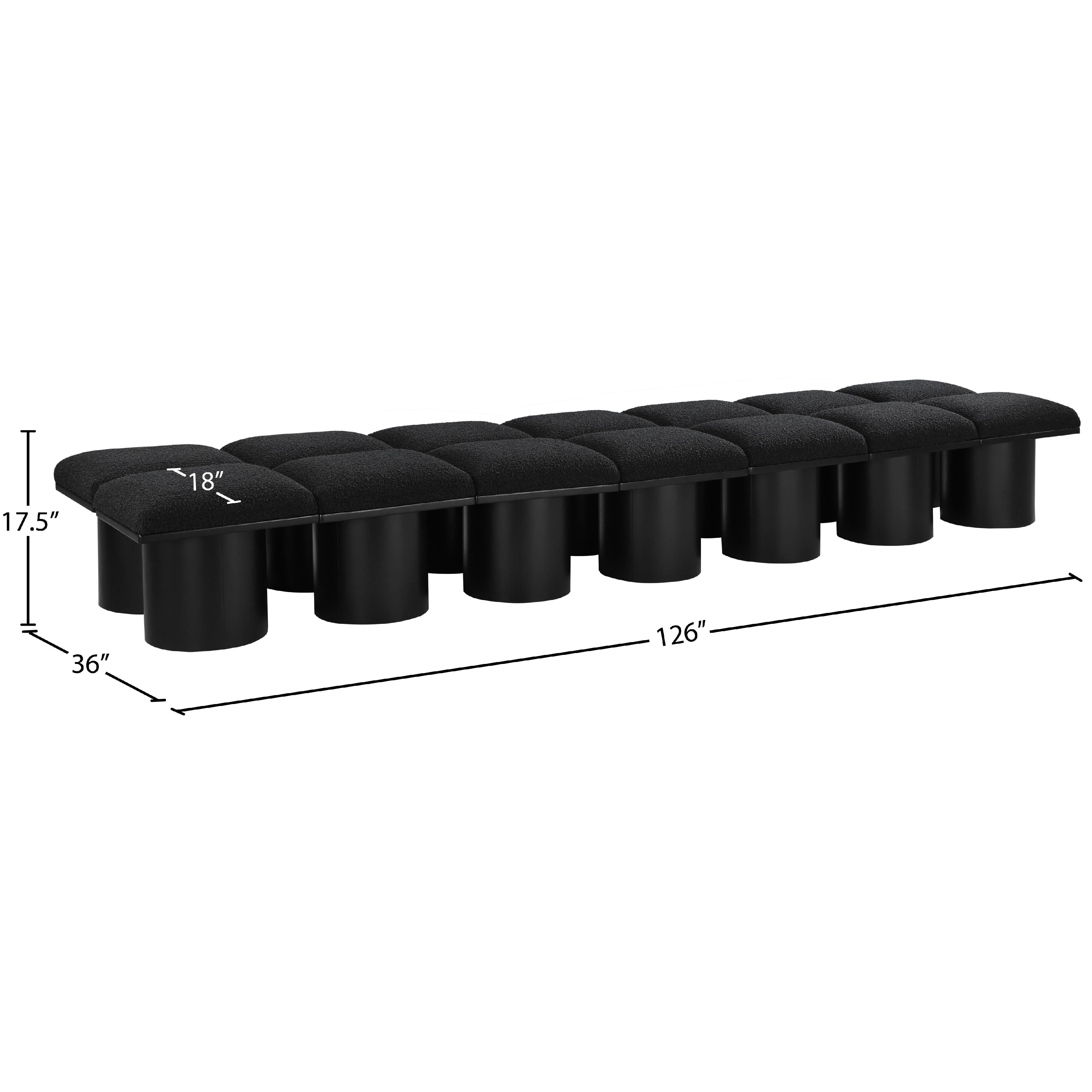 Meridian Pavilion Black Boucle Fabric Bench