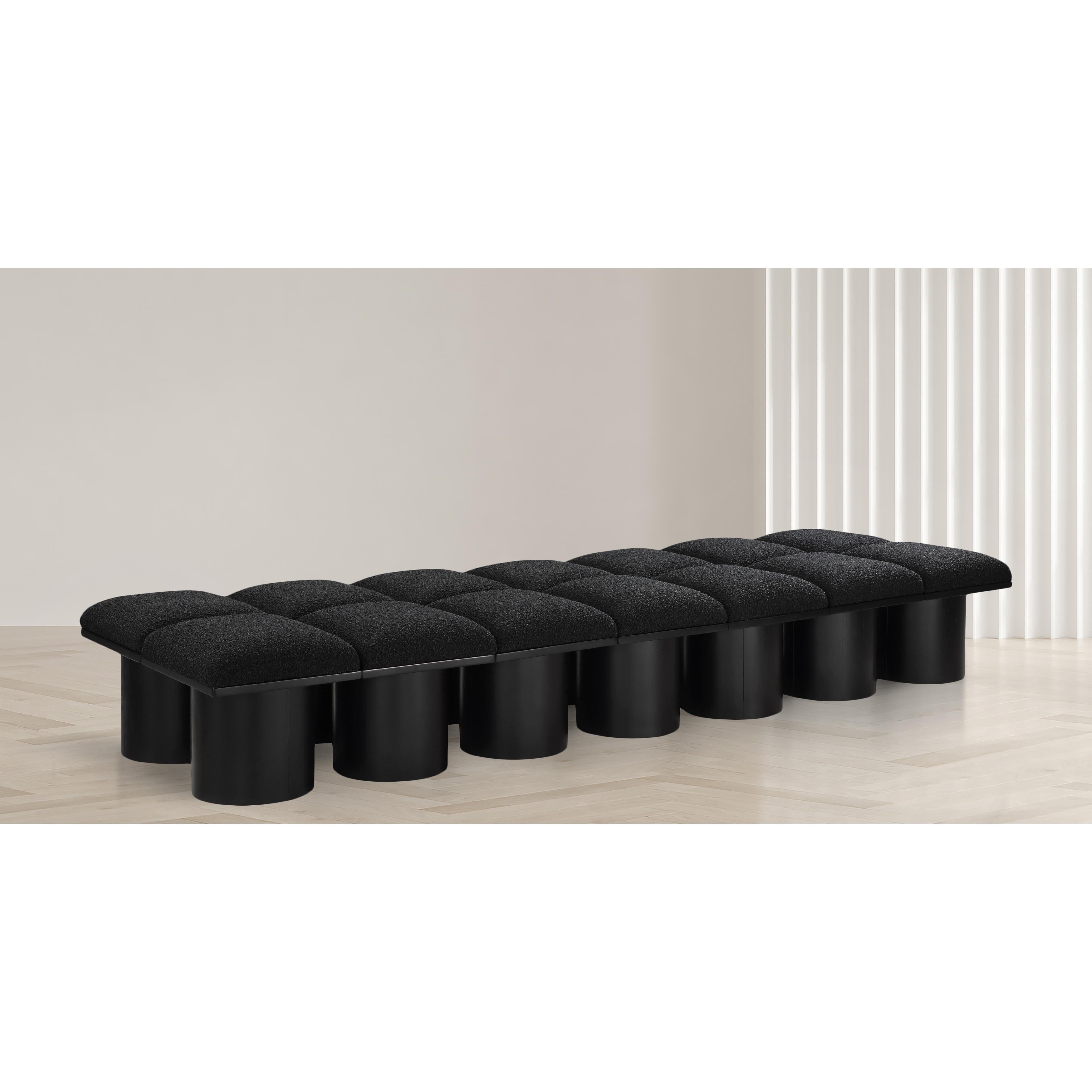 Meridian Pavilion Black Boucle Fabric Bench