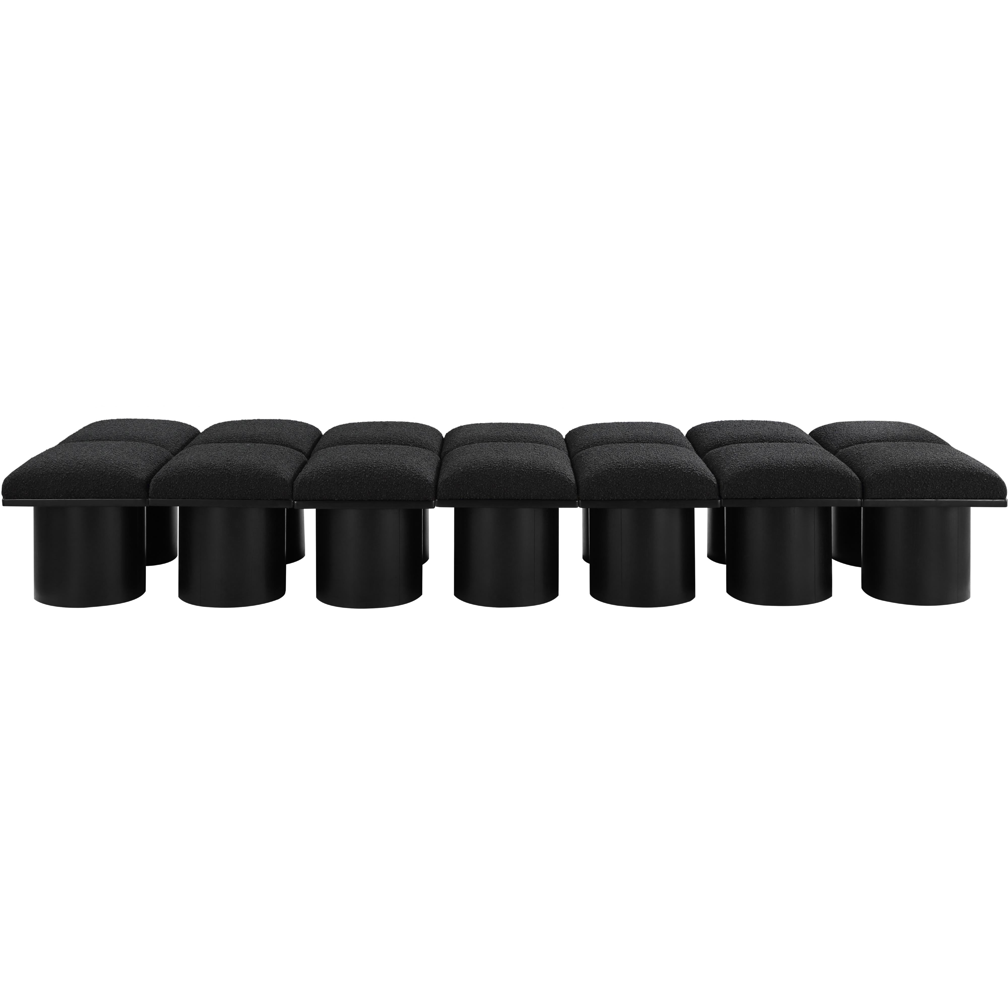 Meridian Pavilion Black Boucle Fabric Bench